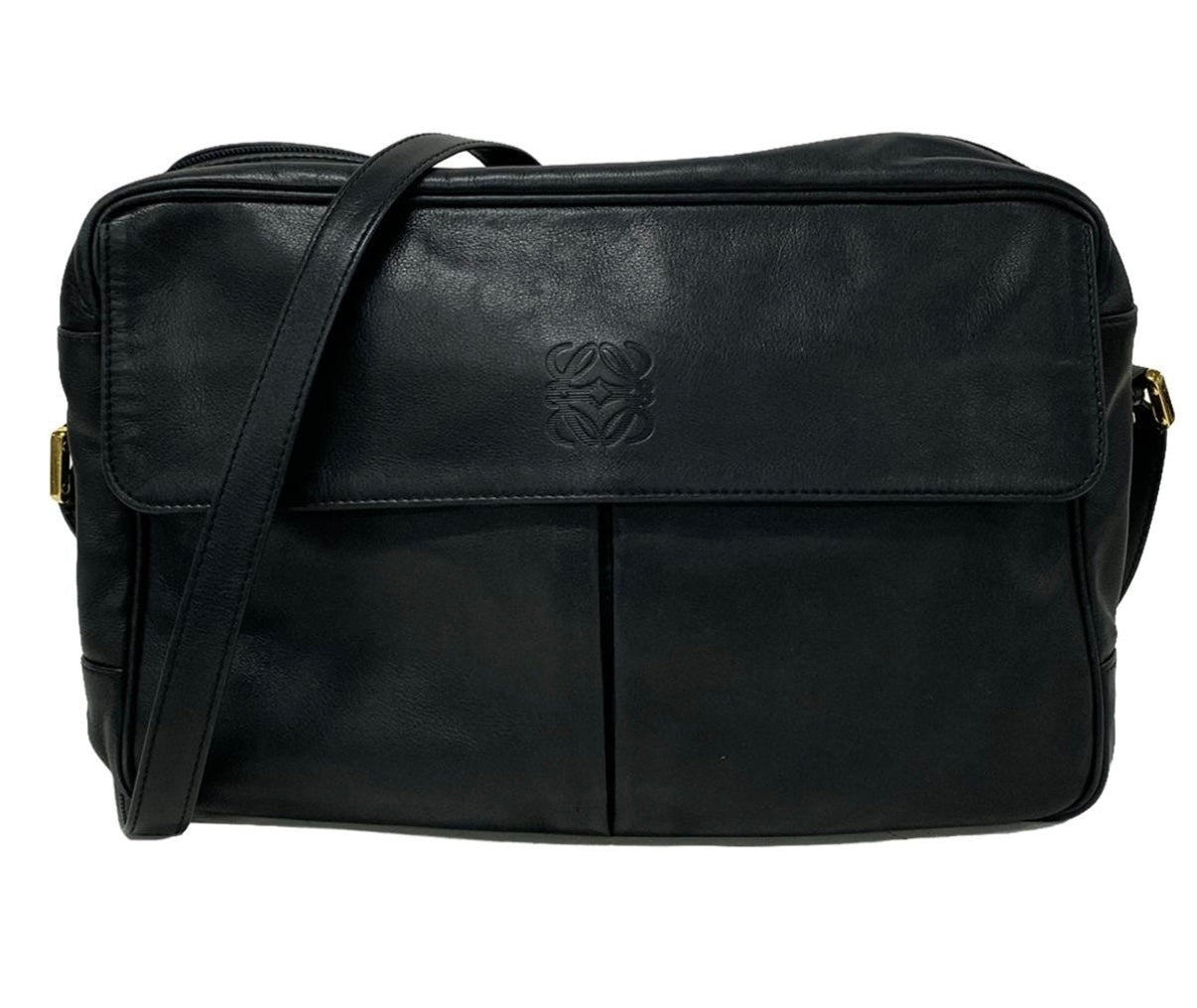 Loewe Black Leather Messenger Bag