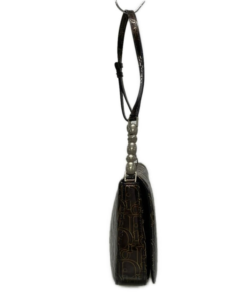 Christian Dior Maris Pearl Brown Patent Leather Shoulder Bag