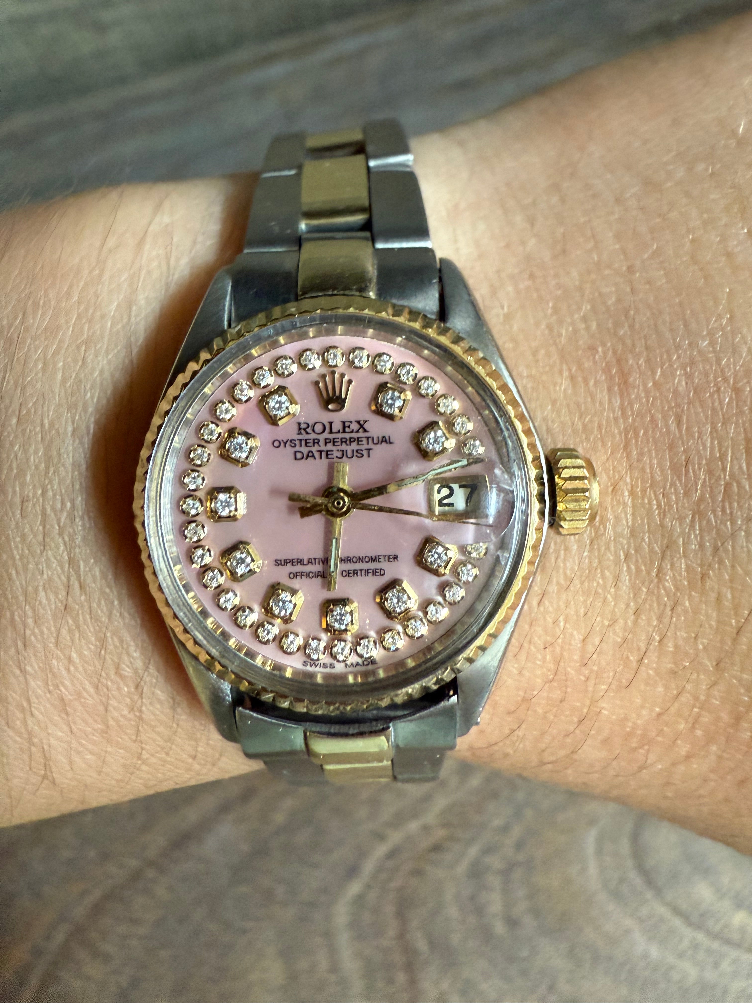 1970s Rolex with upgraded mother of pearl and diamond face