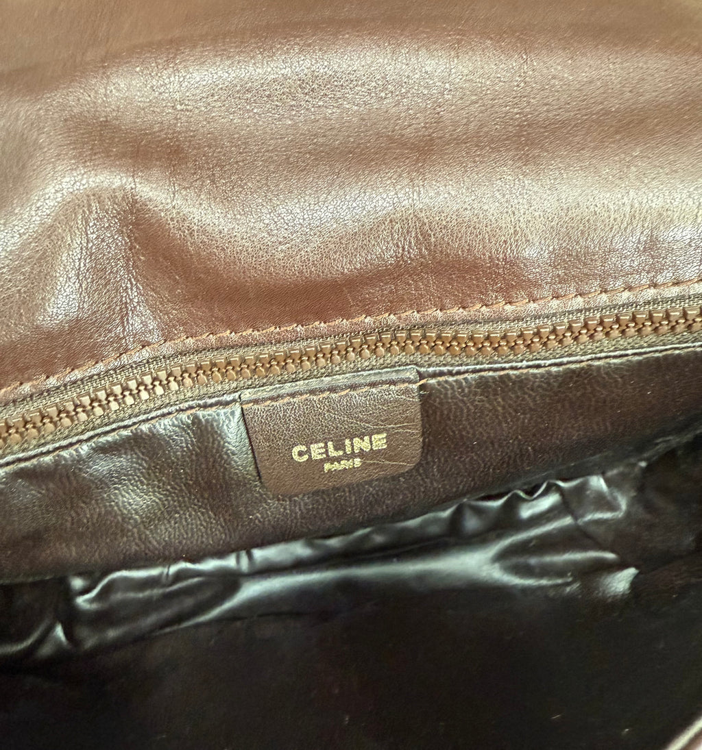 Celine Vintage Brown Leather Crossbody Bag