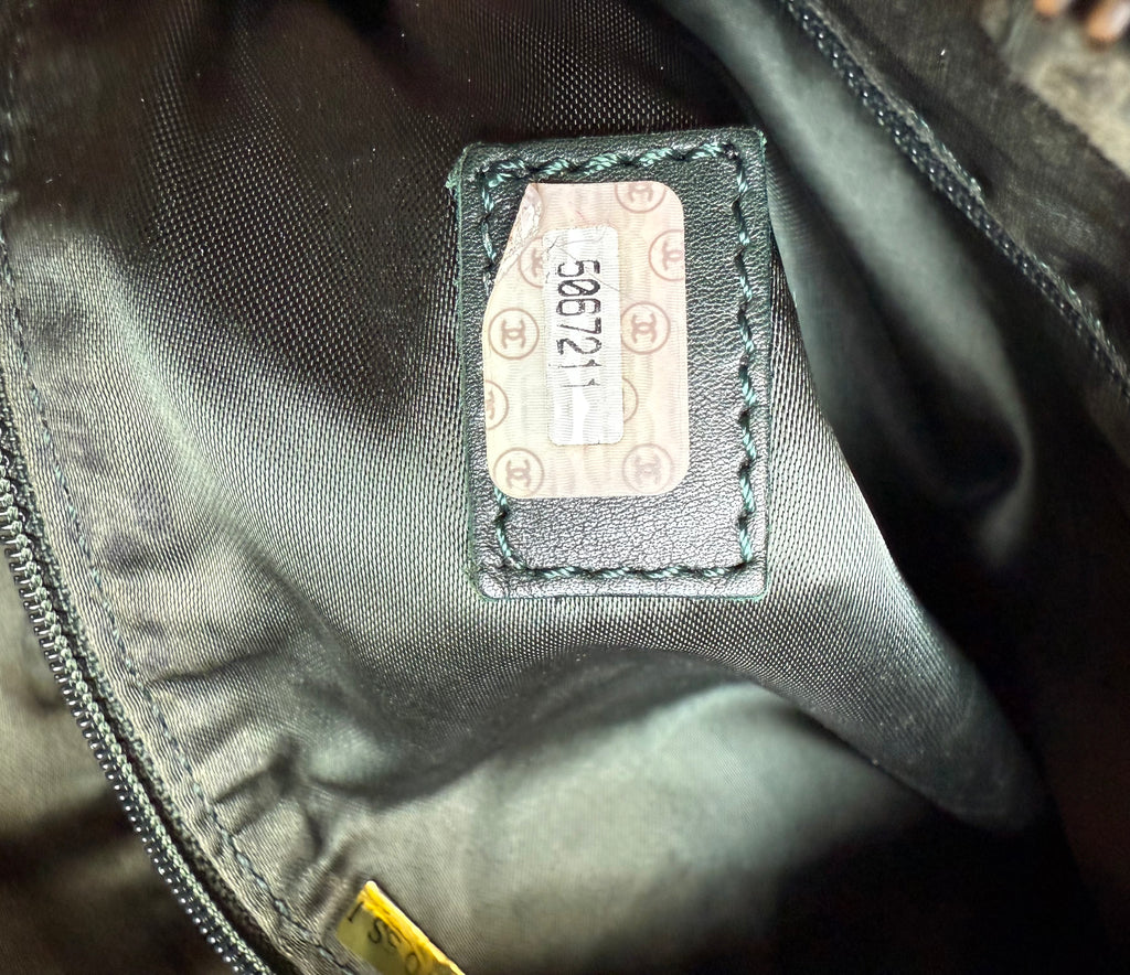 Chanel COCO Mark Lambskin Leather Tassel Fringe Shoulder Bag Green