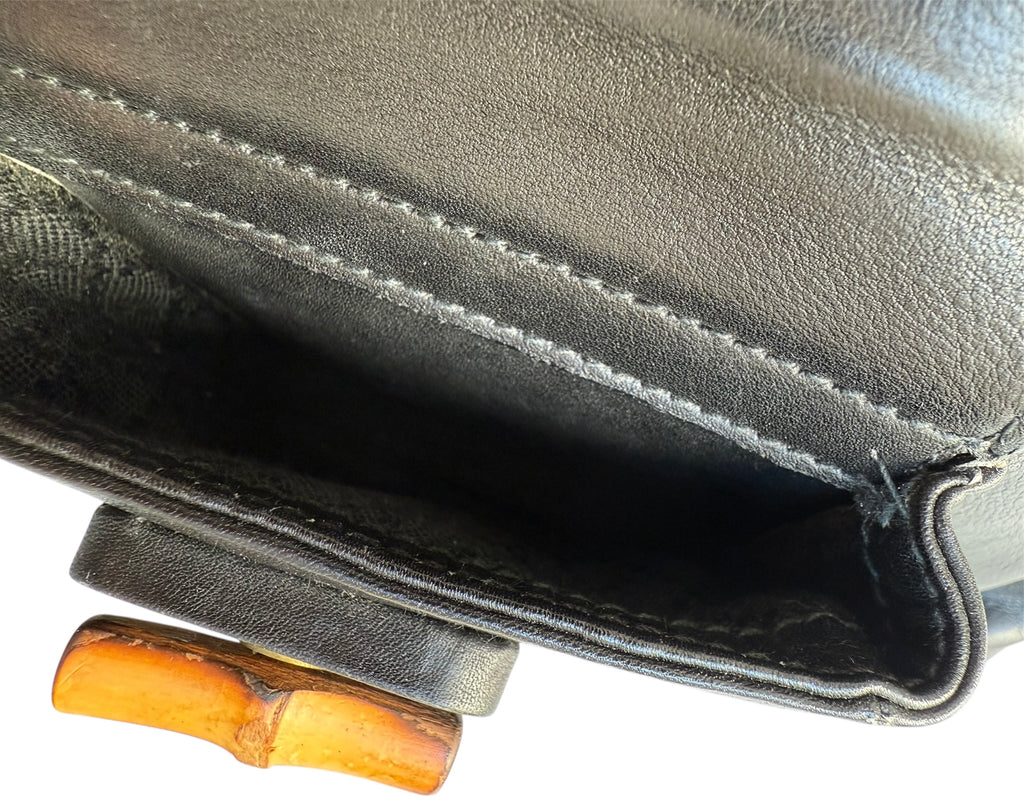 Gucci Bamboo Leather Back Pack Black