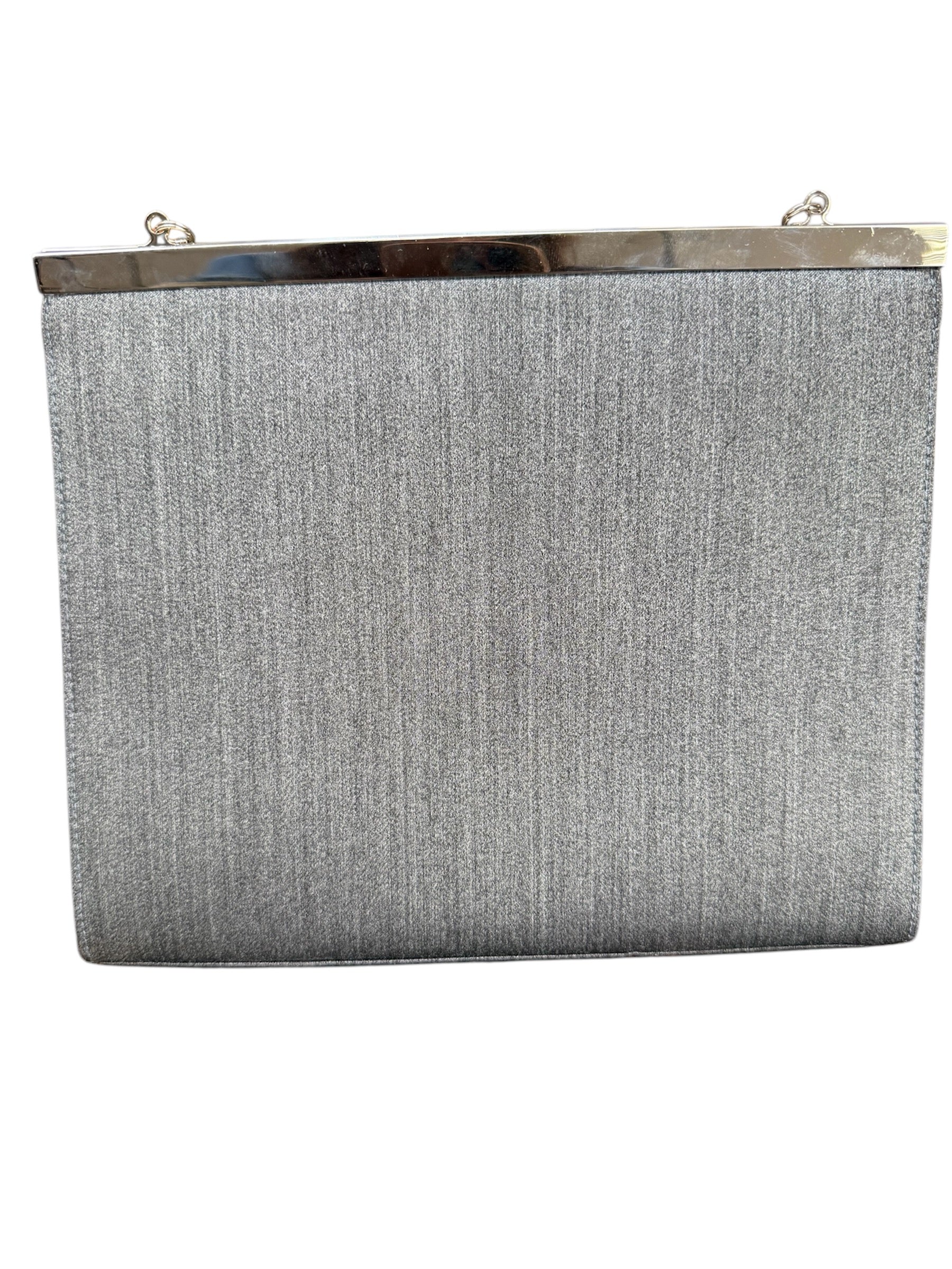 Salvatore Ferragamo Gancini Nylon Chain Evening Bag Grey