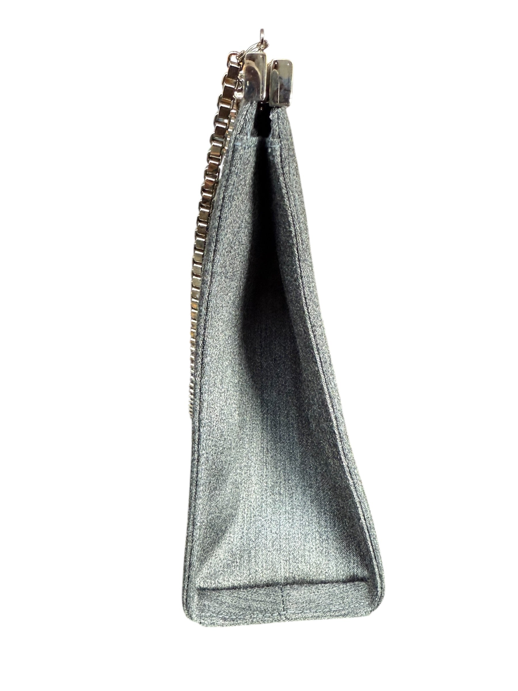 Salvatore Ferragamo Gancini Nylon Chain Evening Bag Grey