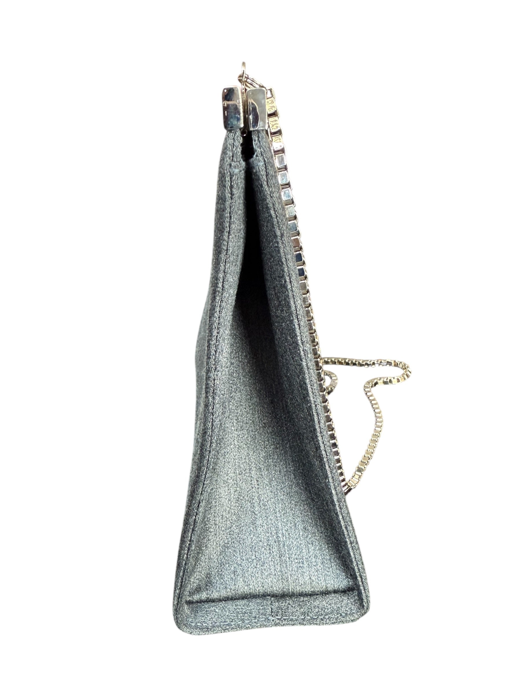 Salvatore Ferragamo Gancini Nylon Chain Evening Bag Grey