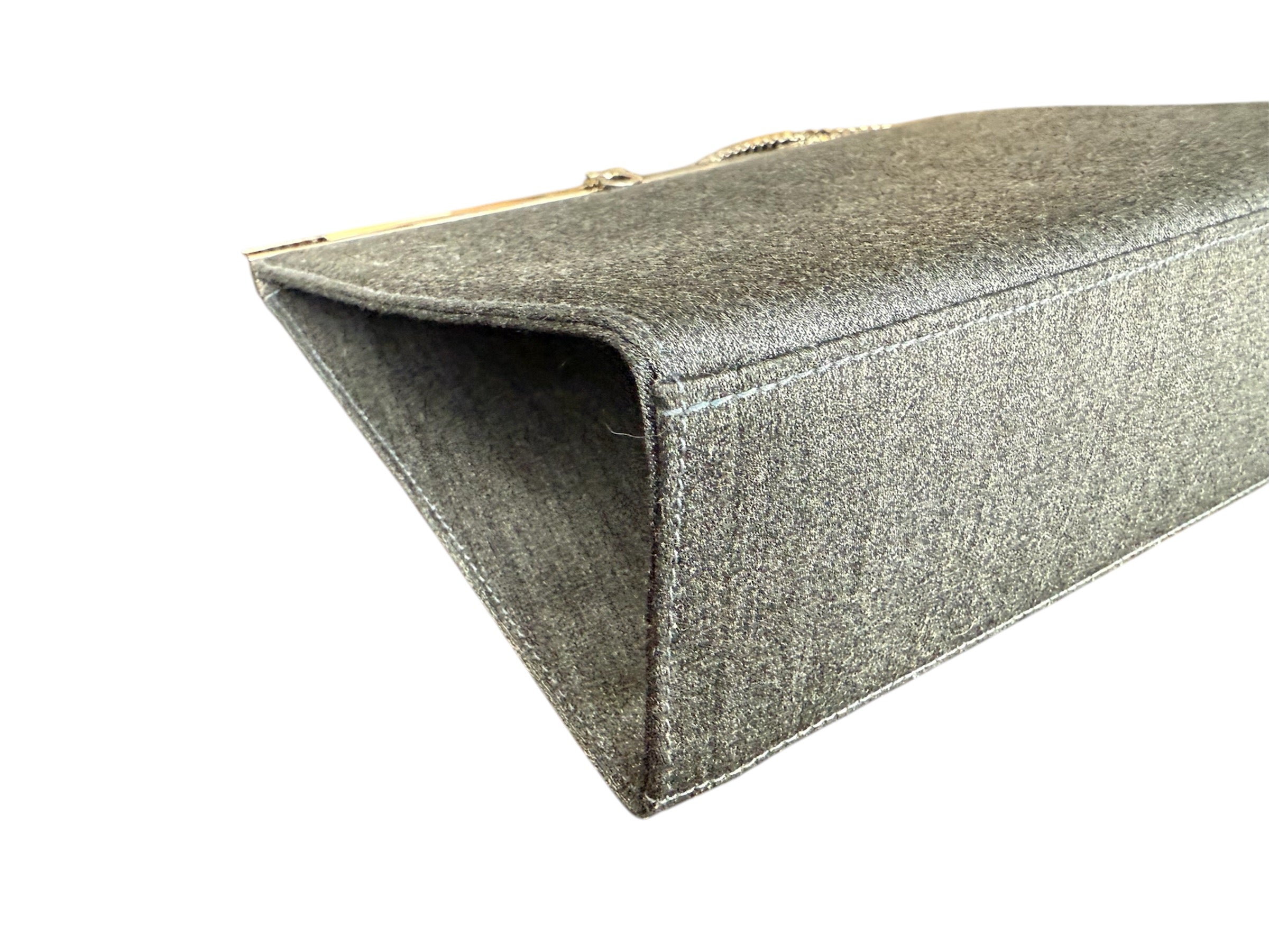 Salvatore Ferragamo Gancini Nylon Chain Evening Bag Grey