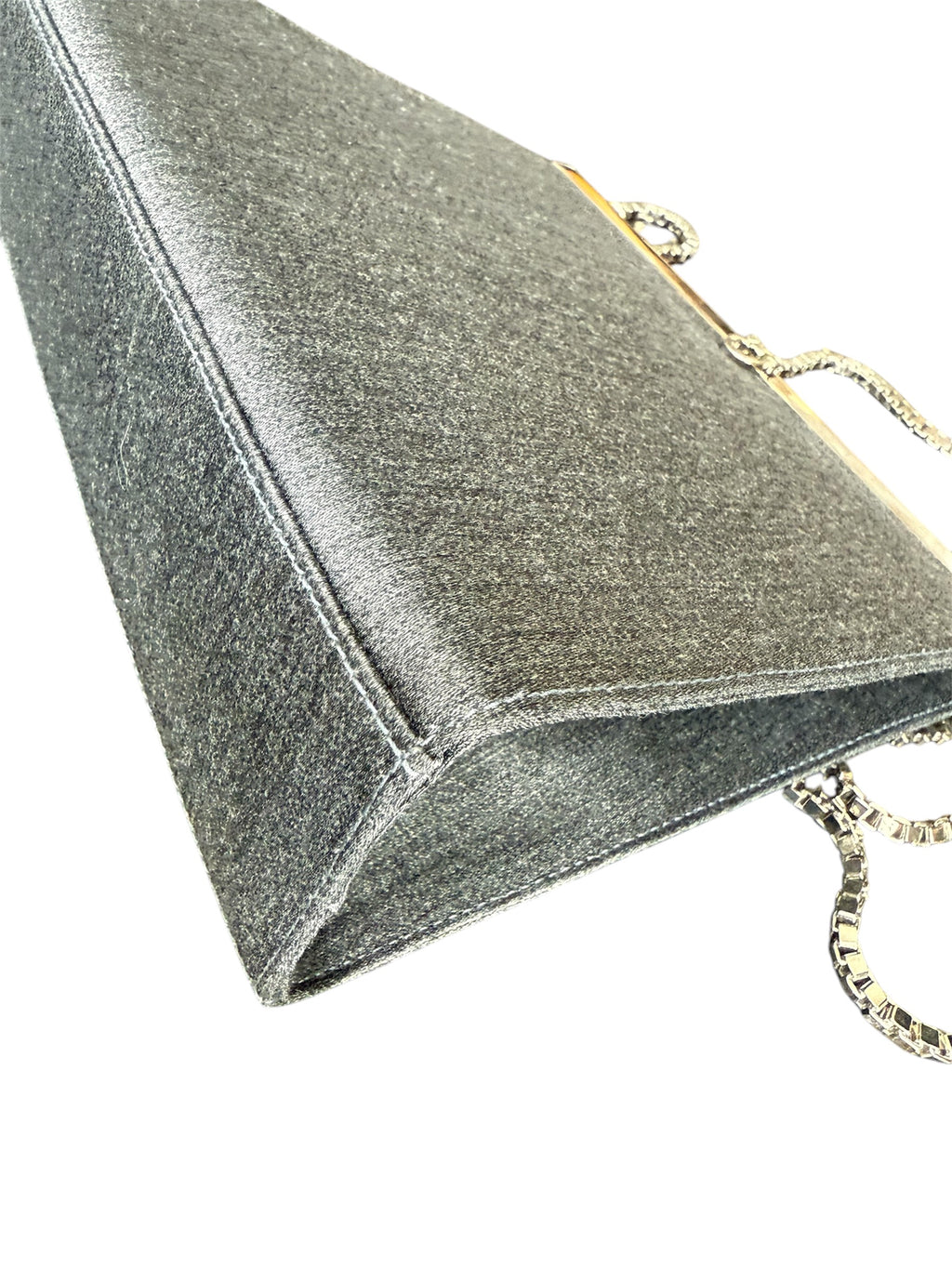 Salvatore Ferragamo Gancini Nylon Chain Evening Bag Grey