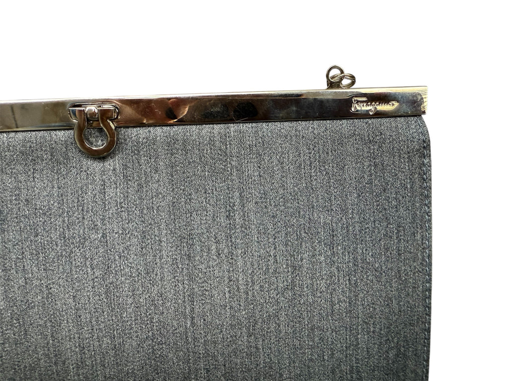 Salvatore Ferragamo Gancini Nylon Chain Evening Bag Grey