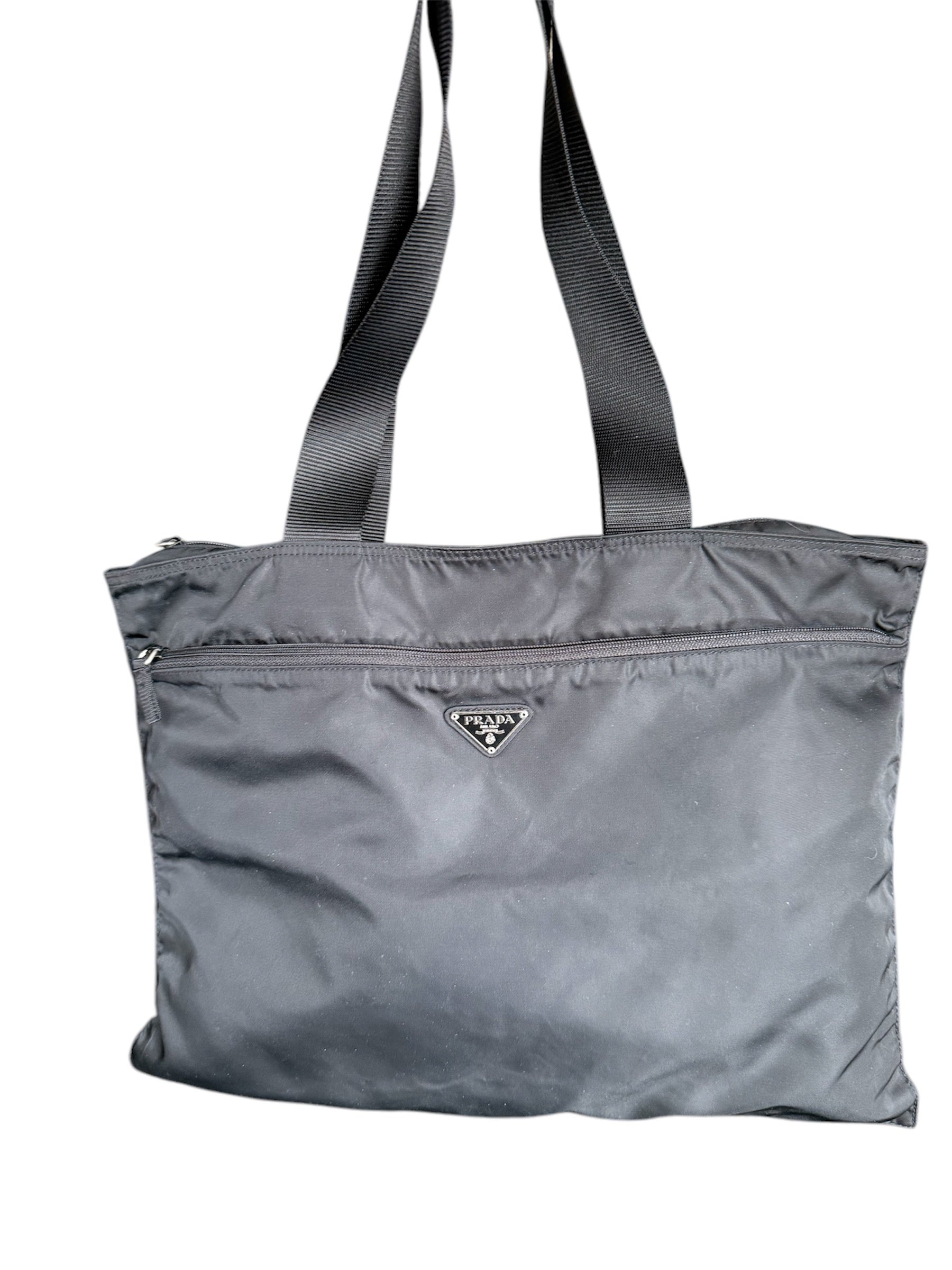 Prada Nylon Shoulder Tote Bag Black