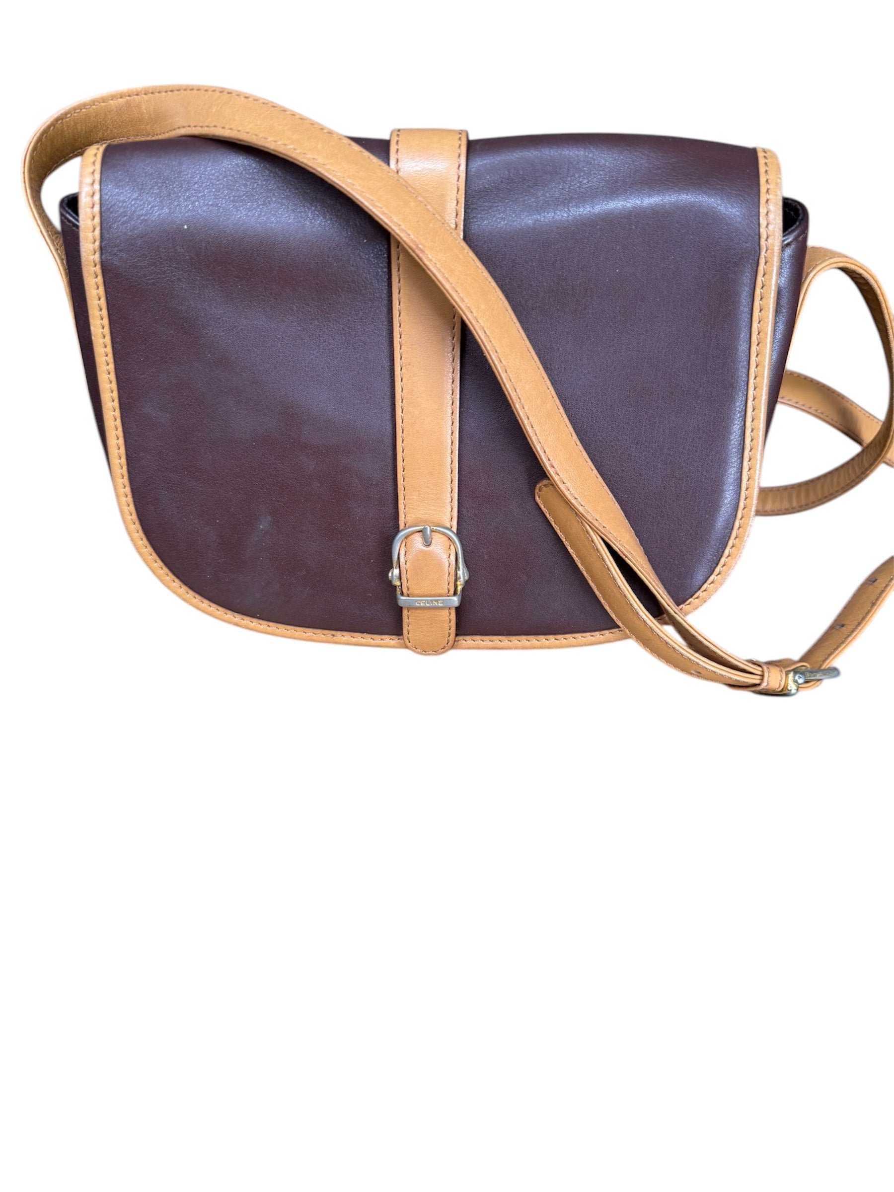 Celine Vintage Brown Leather Crossbody Bag