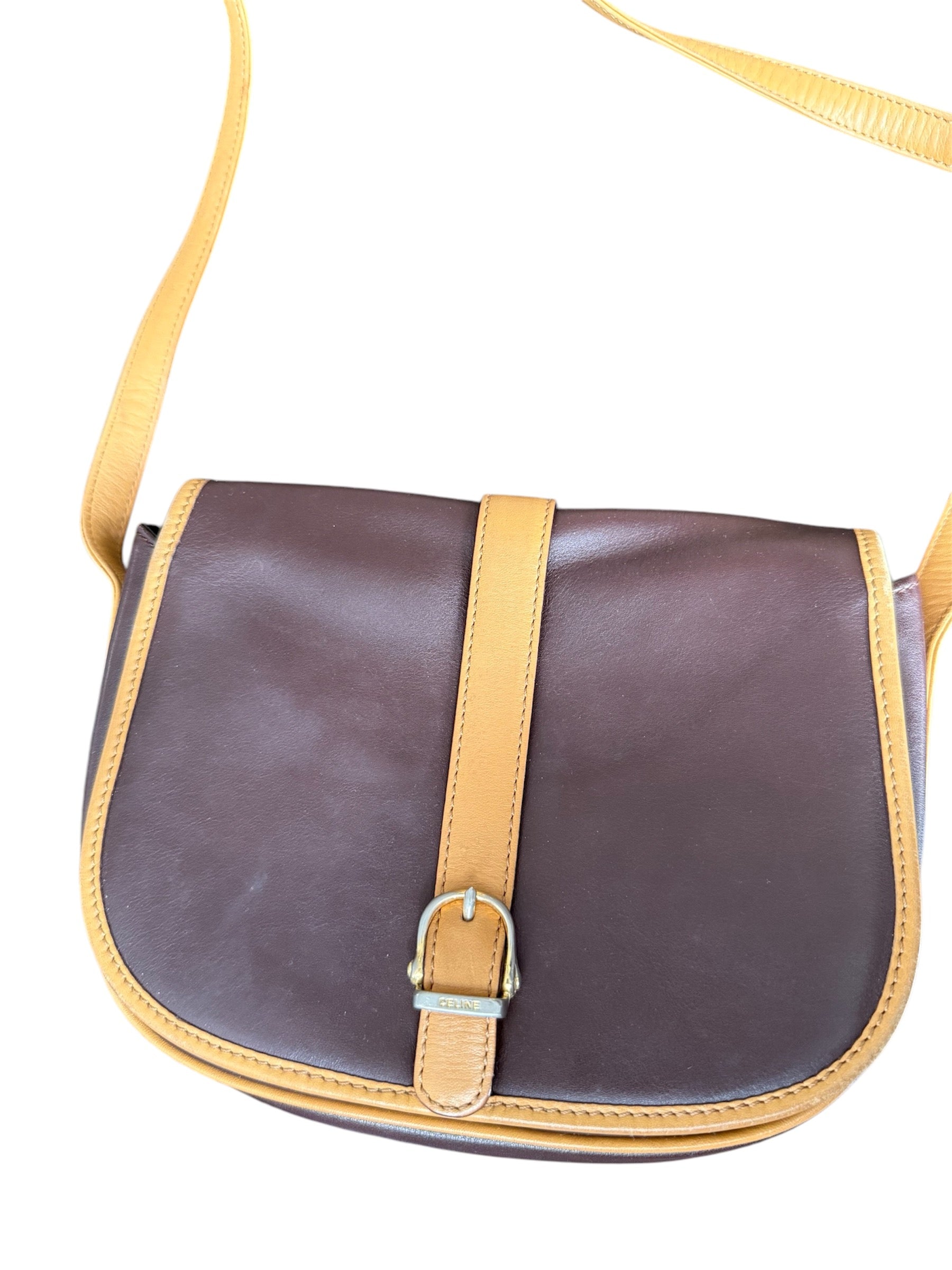 Celine Vintage Brown Leather Crossbody Bag