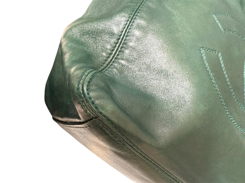 Chanel COCO Mark Lambskin Leather Tassel Fringe Shoulder Bag Green