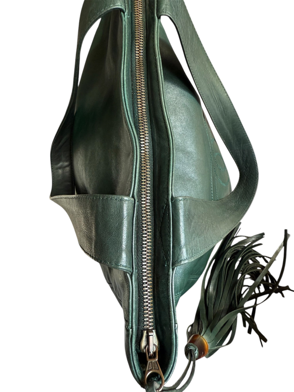 Chanel COCO Mark Lambskin Leather Tassel Fringe Shoulder Bag Green