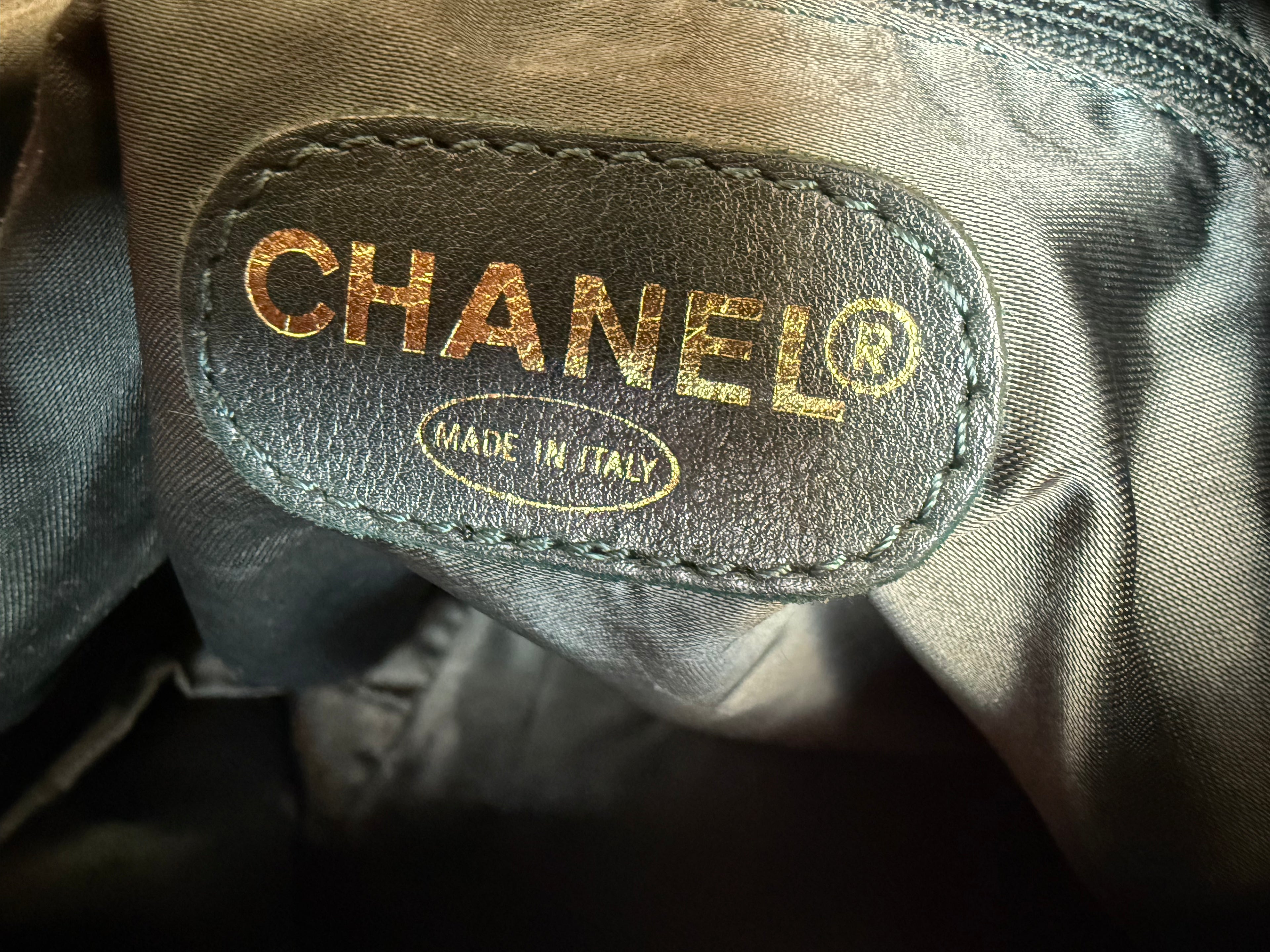 Chanel COCO Mark Lambskin Leather Tassel Fringe Shoulder Bag Green