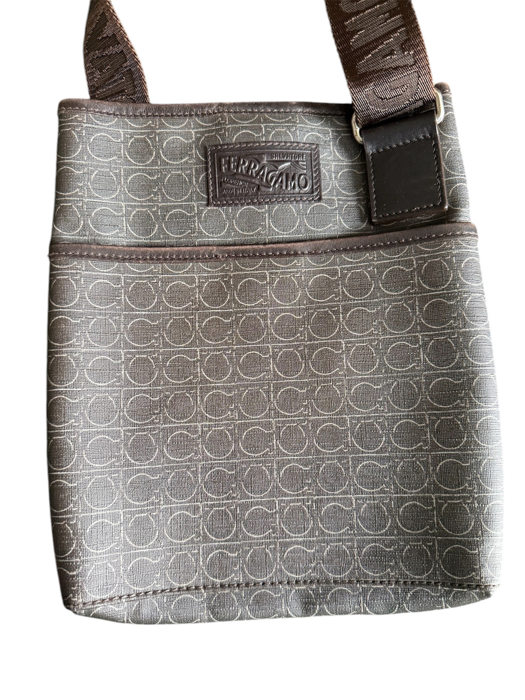 Salvatore Ferragamo PVC Crossbody Bag Brown