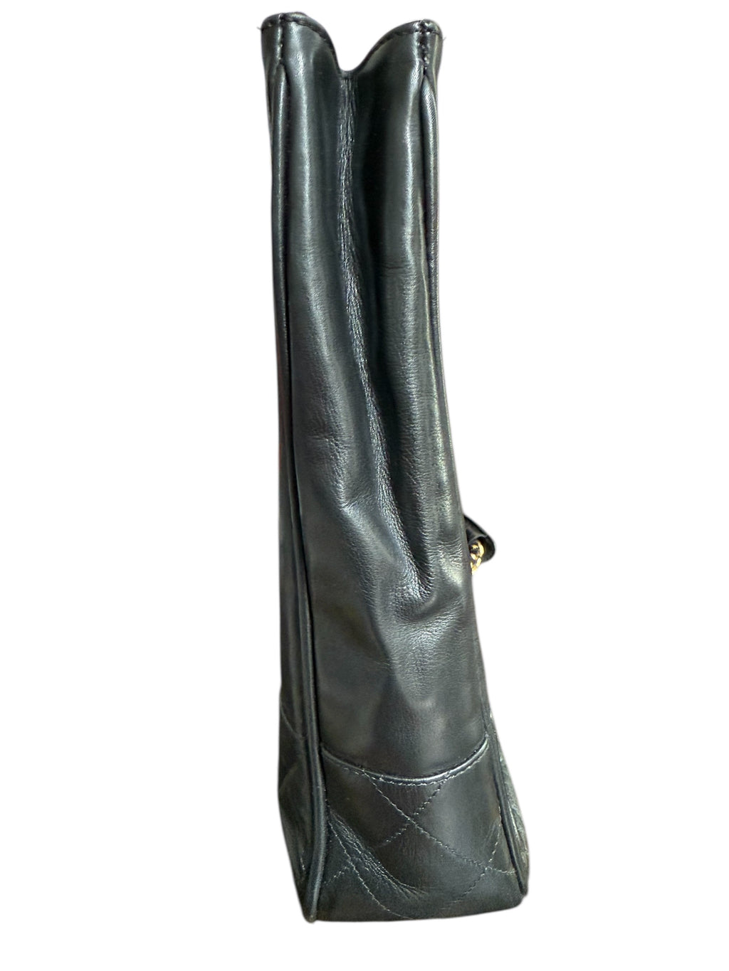 Chanel Vintage Black Lambskin Quilted Tote