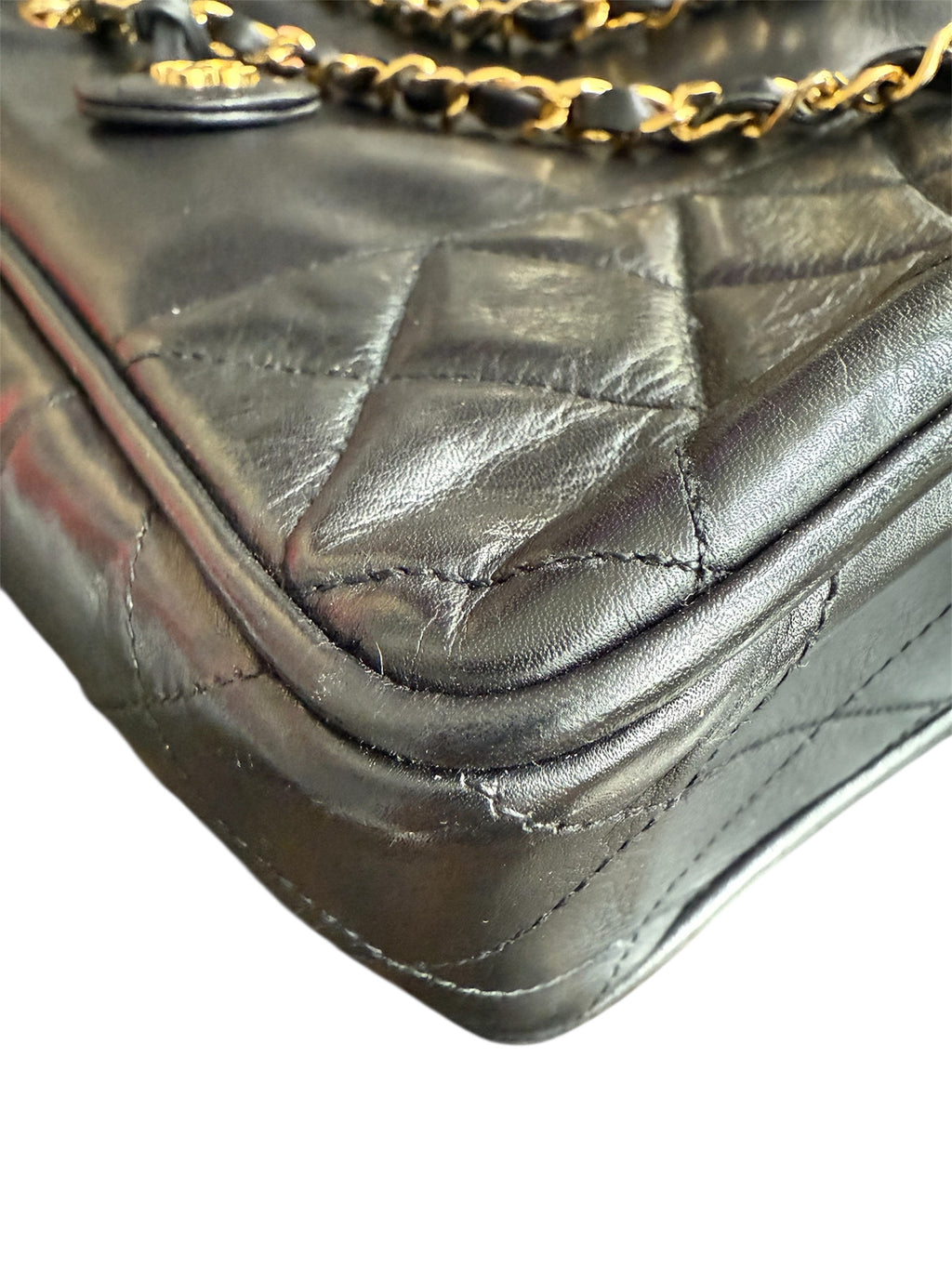 Chanel Vintage Black Lambskin Quilted Tote