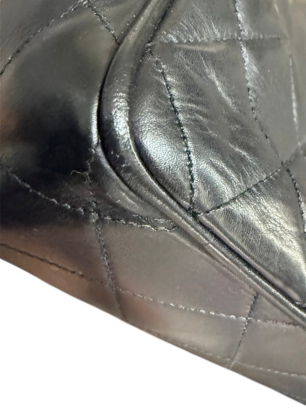 Chanel Vintage Black Lambskin Quilted Tote