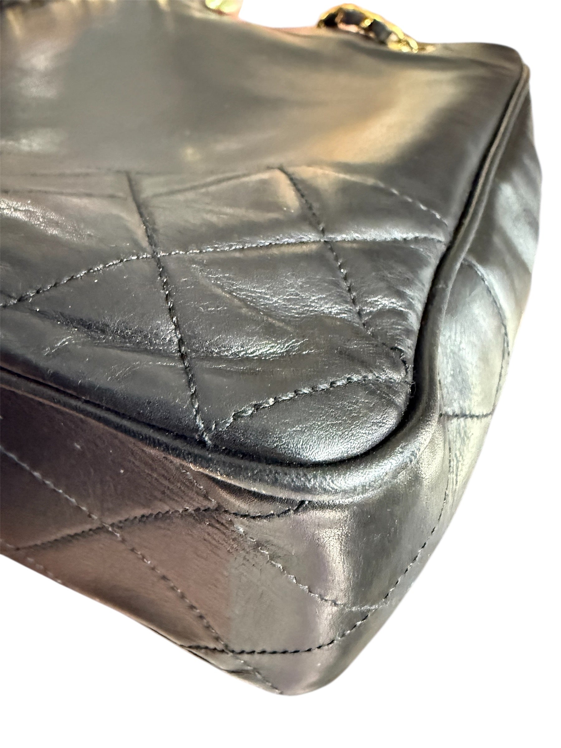 Chanel Vintage Black Lambskin Quilted Tote