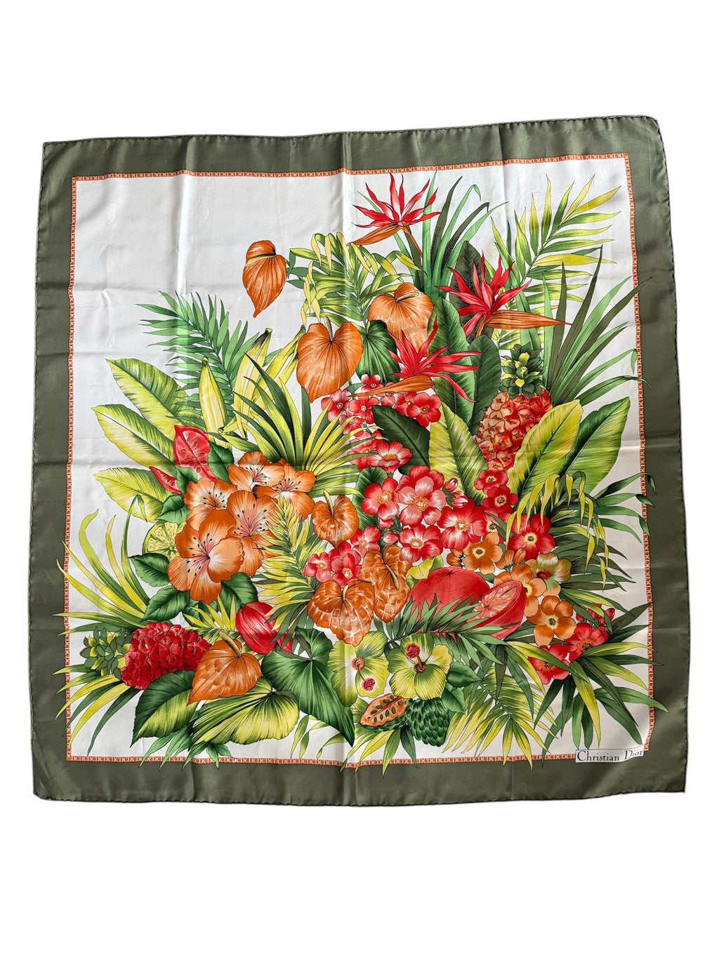 Christian Dior Plant Motiff 100% Silk Scarf