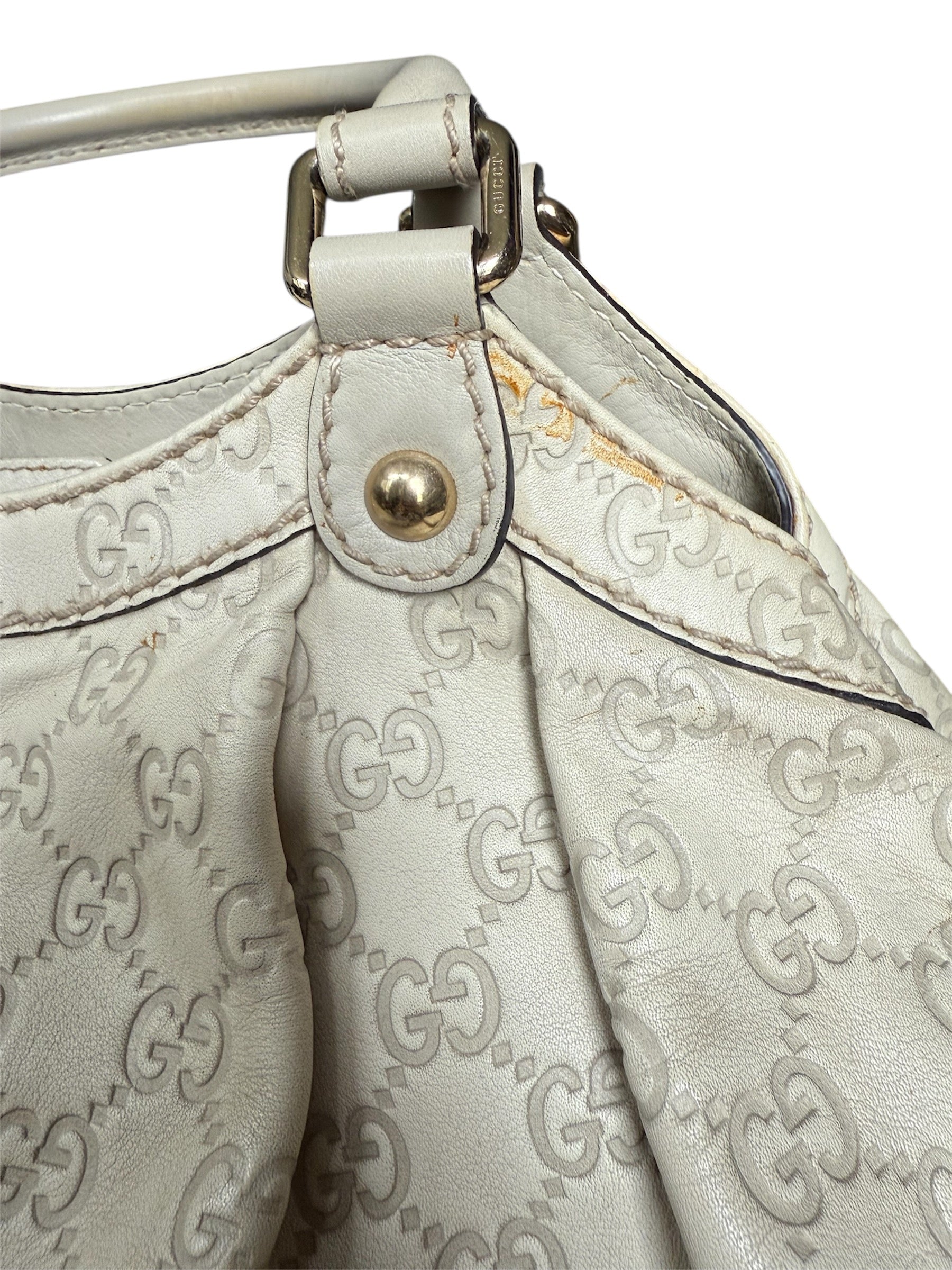 Gucci Sukey GG Ivory Leather Handbag