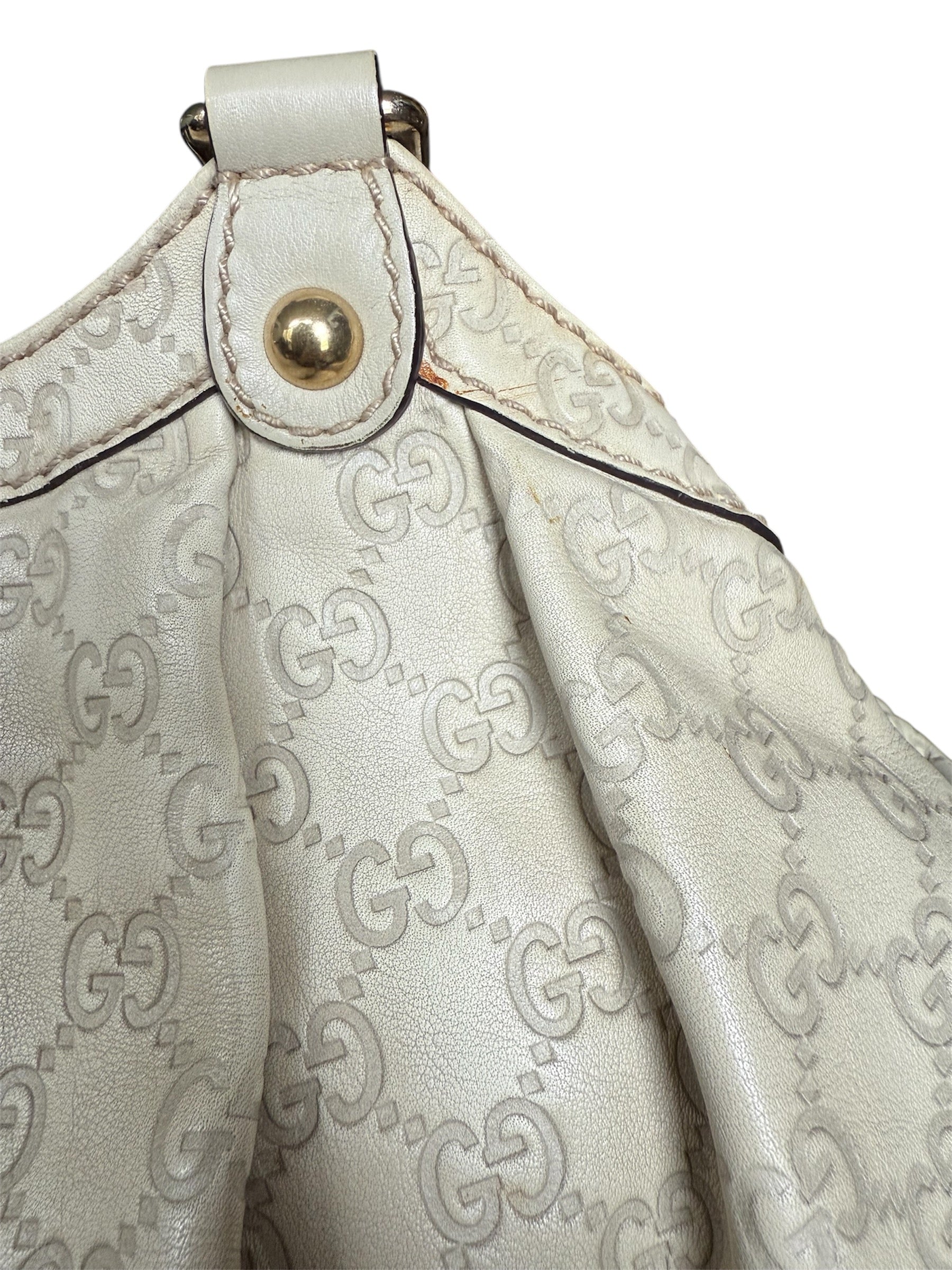 Gucci Sukey GG Ivory Leather Handbag