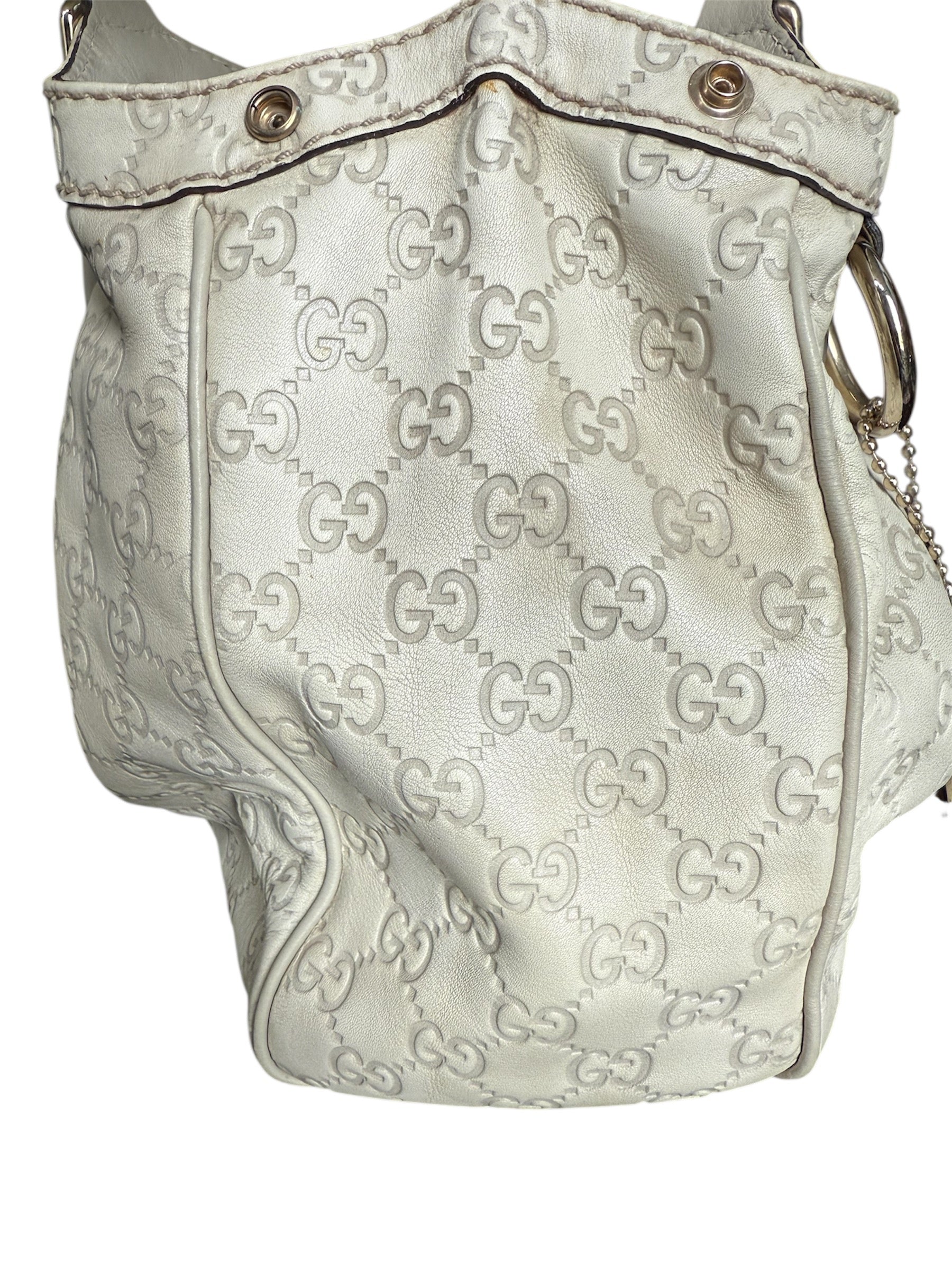 Gucci Sukey GG Ivory Leather Handbag