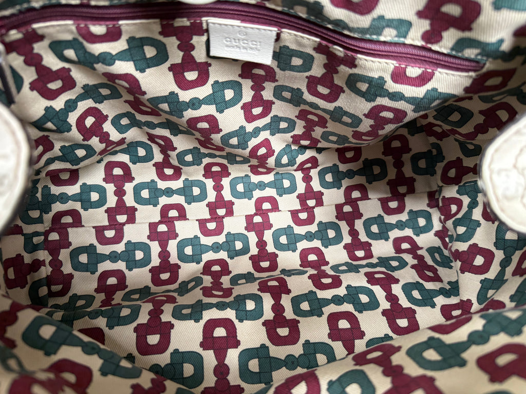 Gucci Sukey GG Ivory Leather Handbag