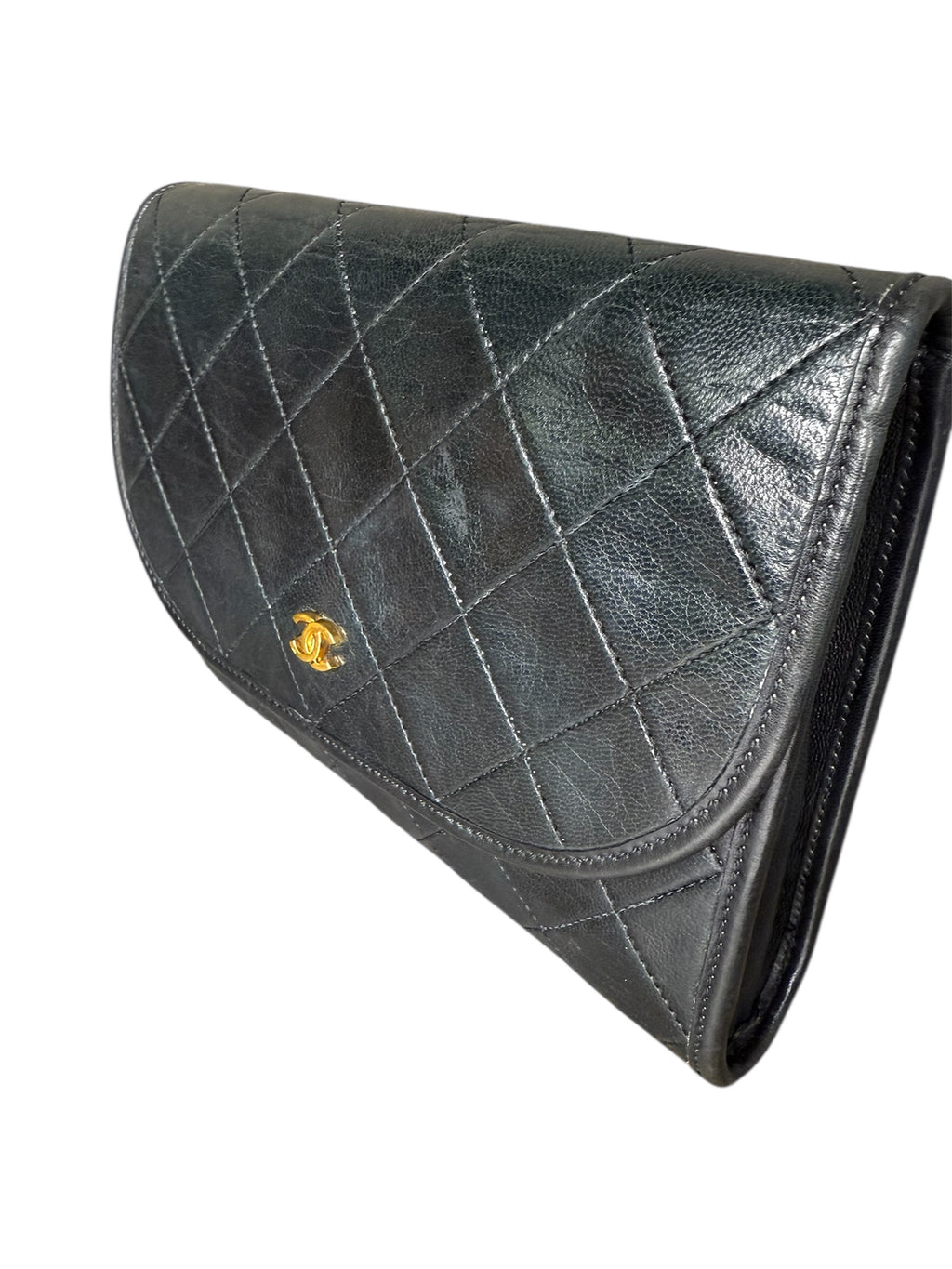 Chanel Vintage CC Mini Pushlock Quilted Lambskin Leather Chain Bag