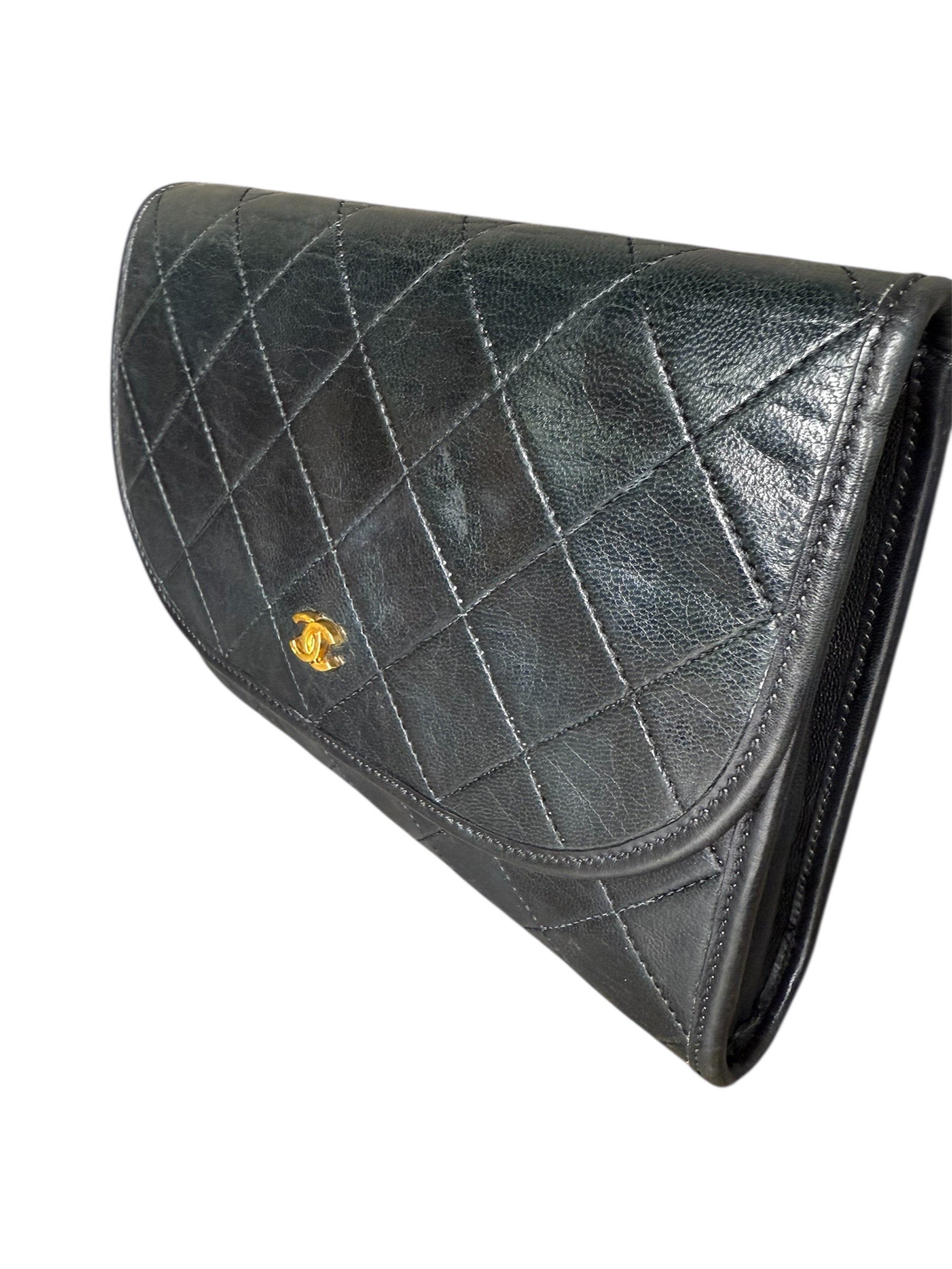 Chanel Vintage CC Mini Pushlock Quilted Lambskin Leather Chain Bag