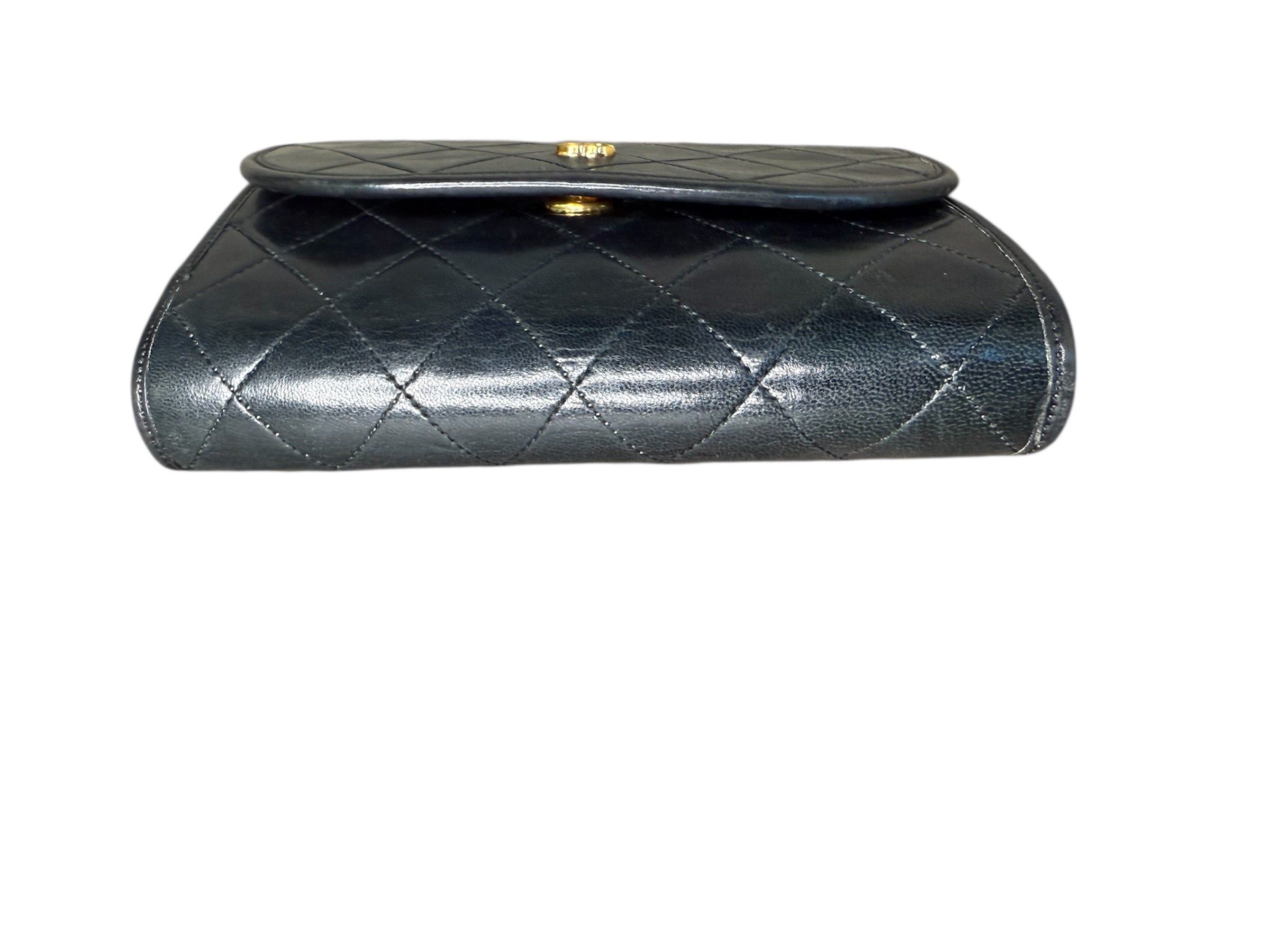 Chanel Vintage CC Mini Pushlock Quilted Lambskin Leather Chain Bag