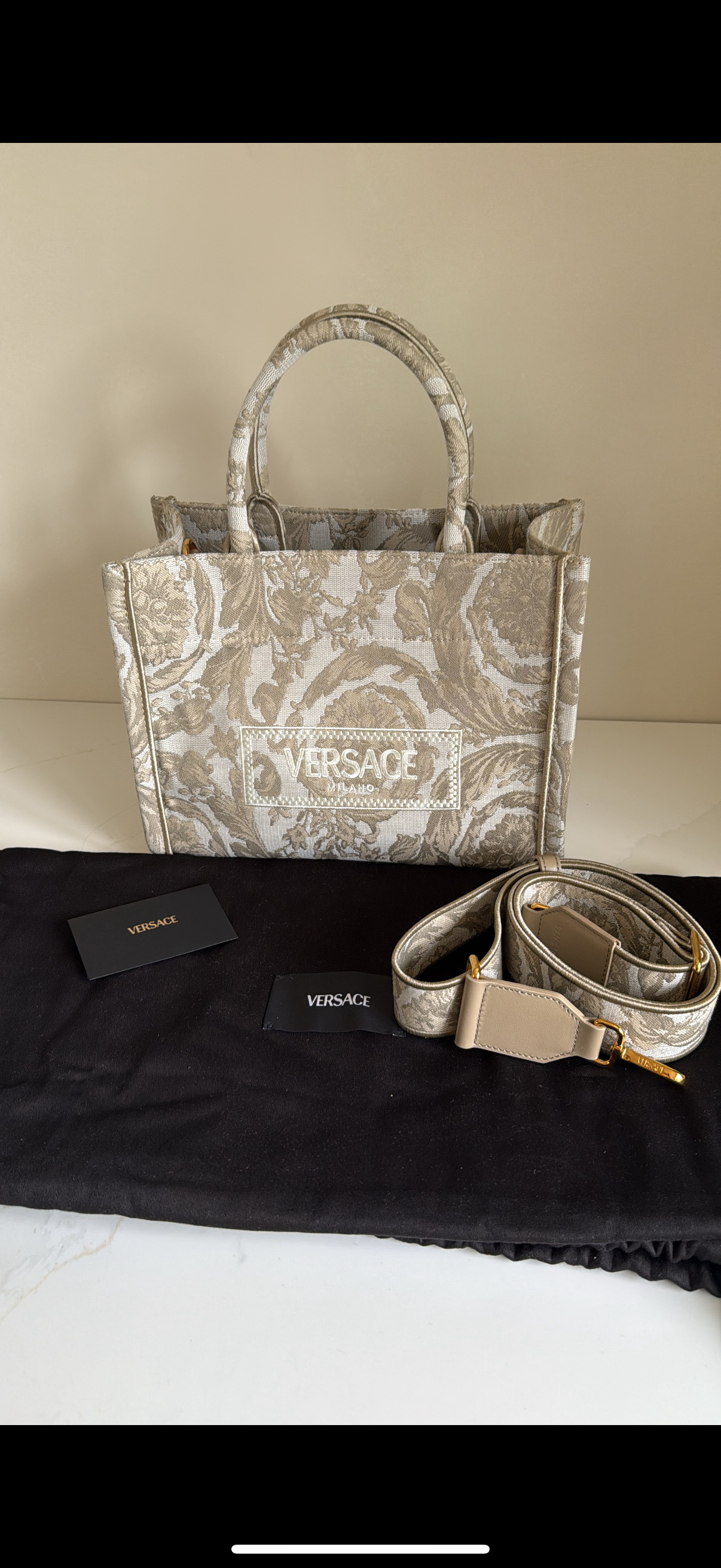 Versace Small Barocco Athena Tote Bag (New Without Tags)