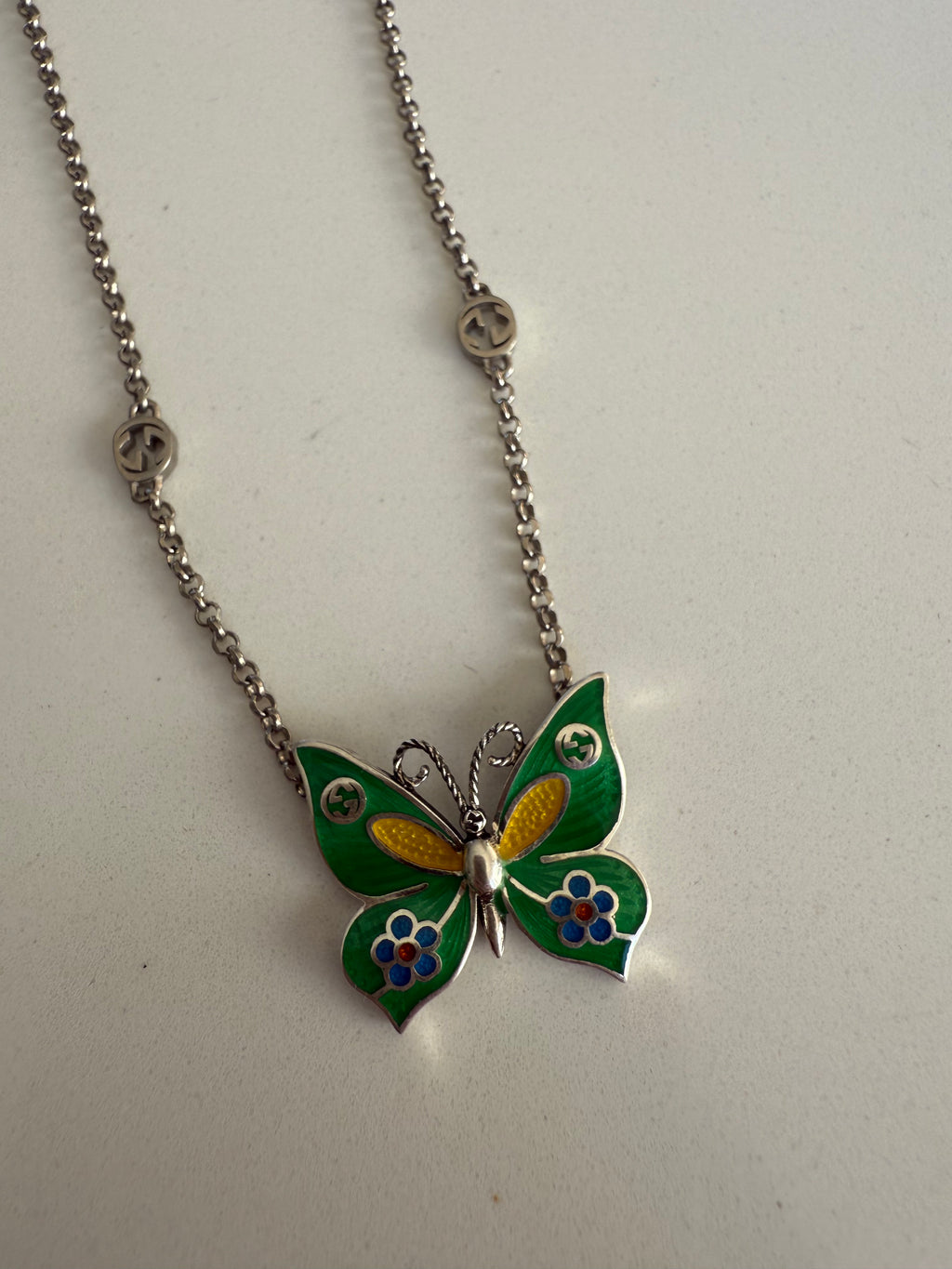 Gucci Silver Butterfly Necklace