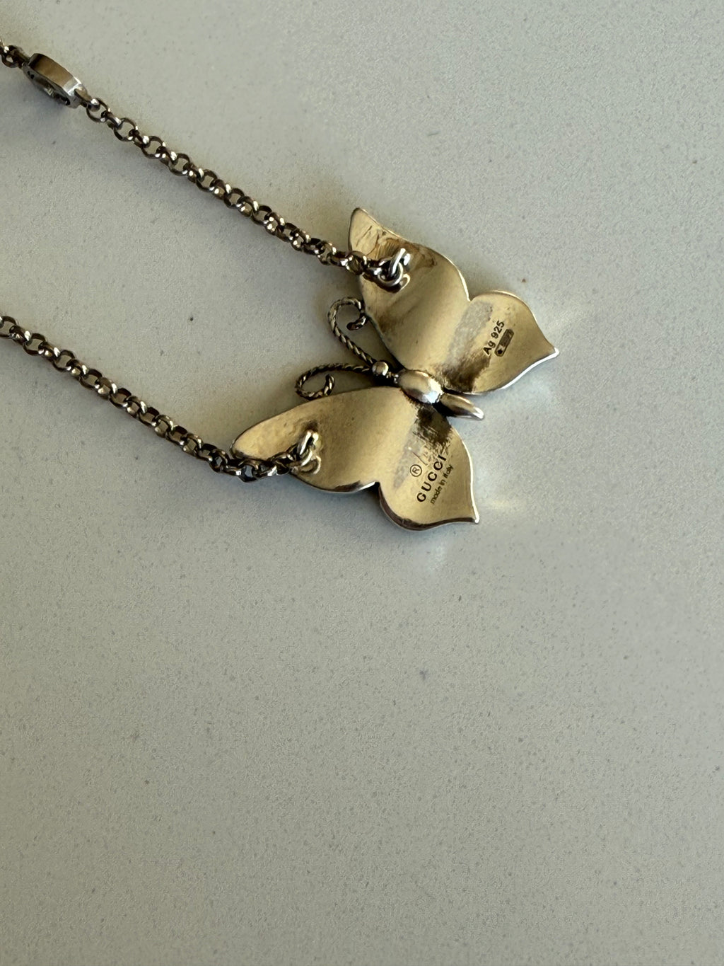 Gucci Silver Butterfly Necklace