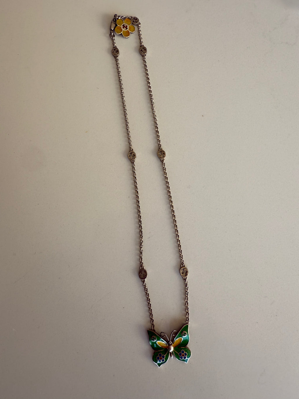 Gucci Silver Butterfly Necklace