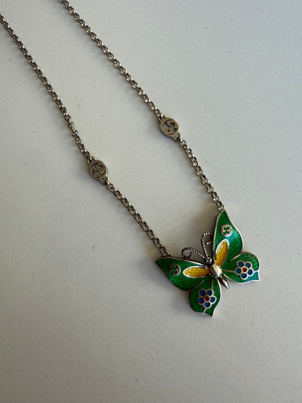 Gucci Silver Butterfly Necklace