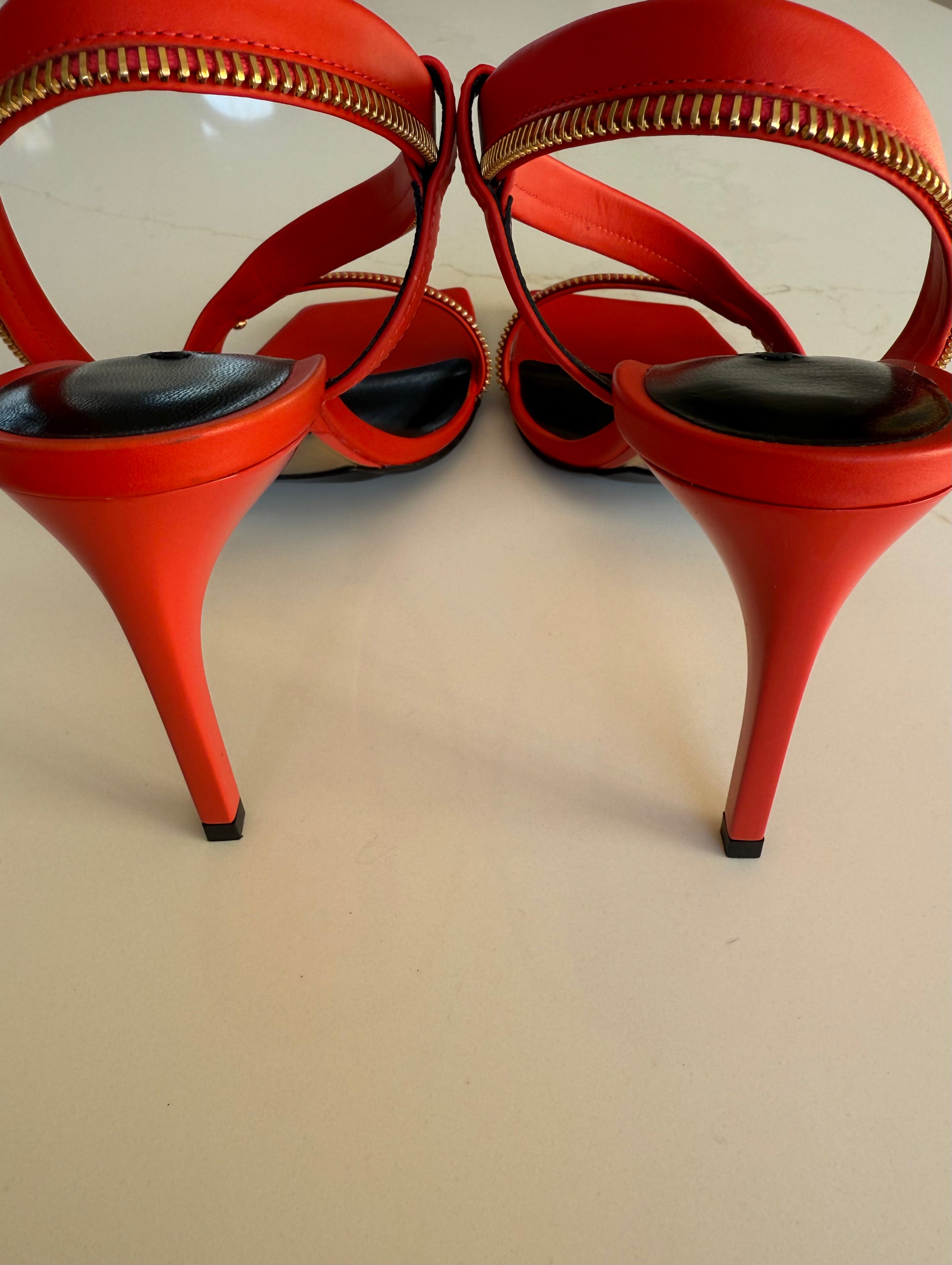 Versace 36.5 Runway Gold Logo Safety Pin Shoes