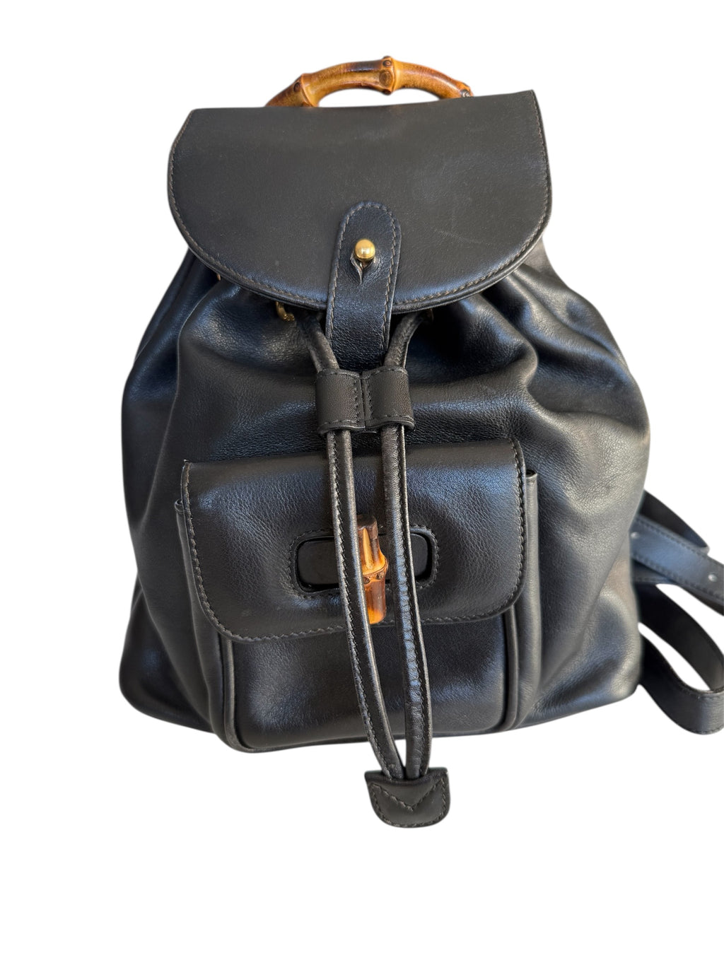 Gucci Bamboo Leather Back Pack Black