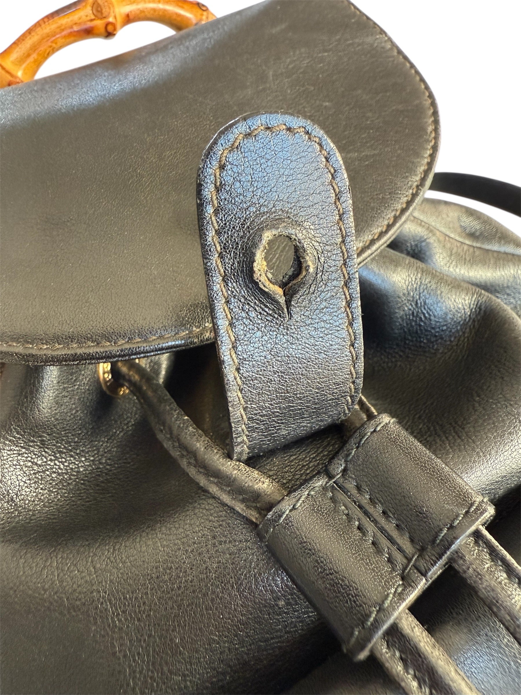 Gucci Bamboo Leather Back Pack Black