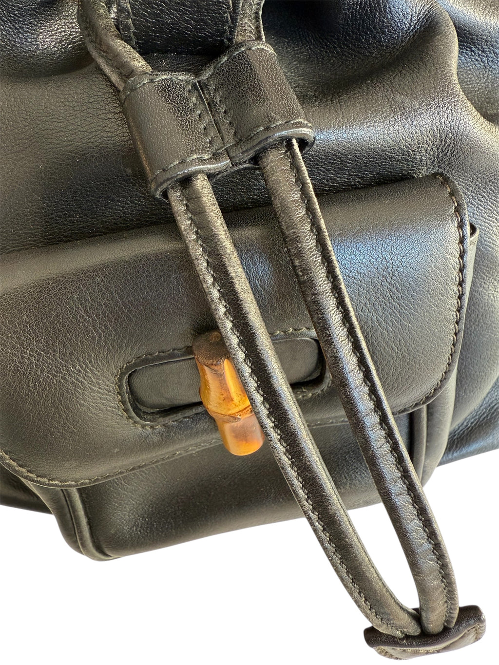 Gucci Bamboo Leather Back Pack Black