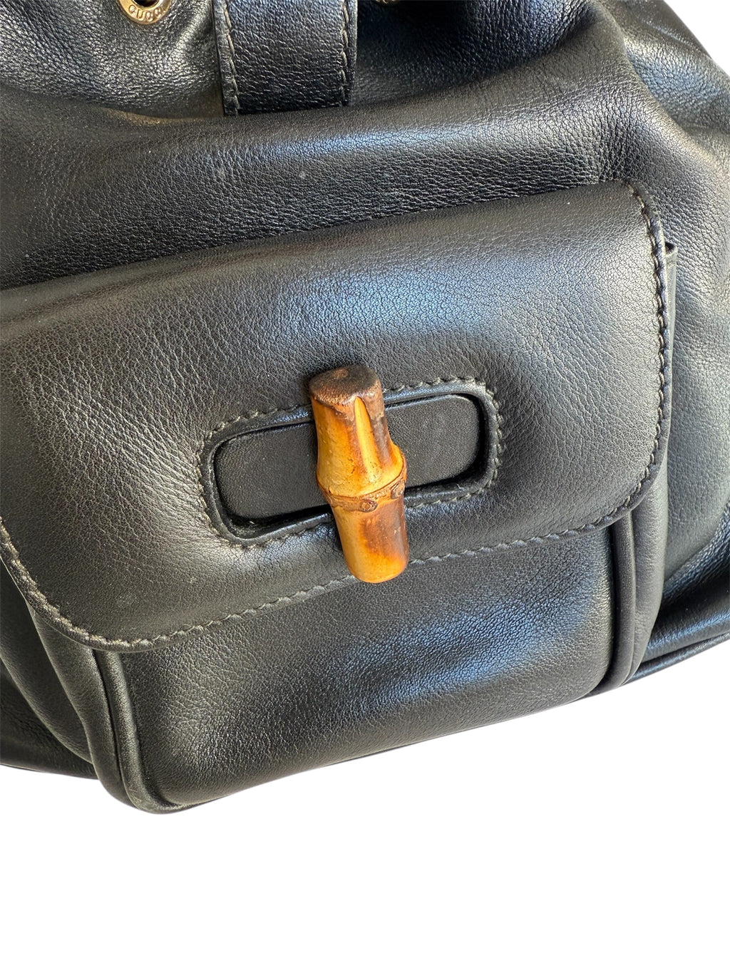 Gucci Bamboo Leather Back Pack Black