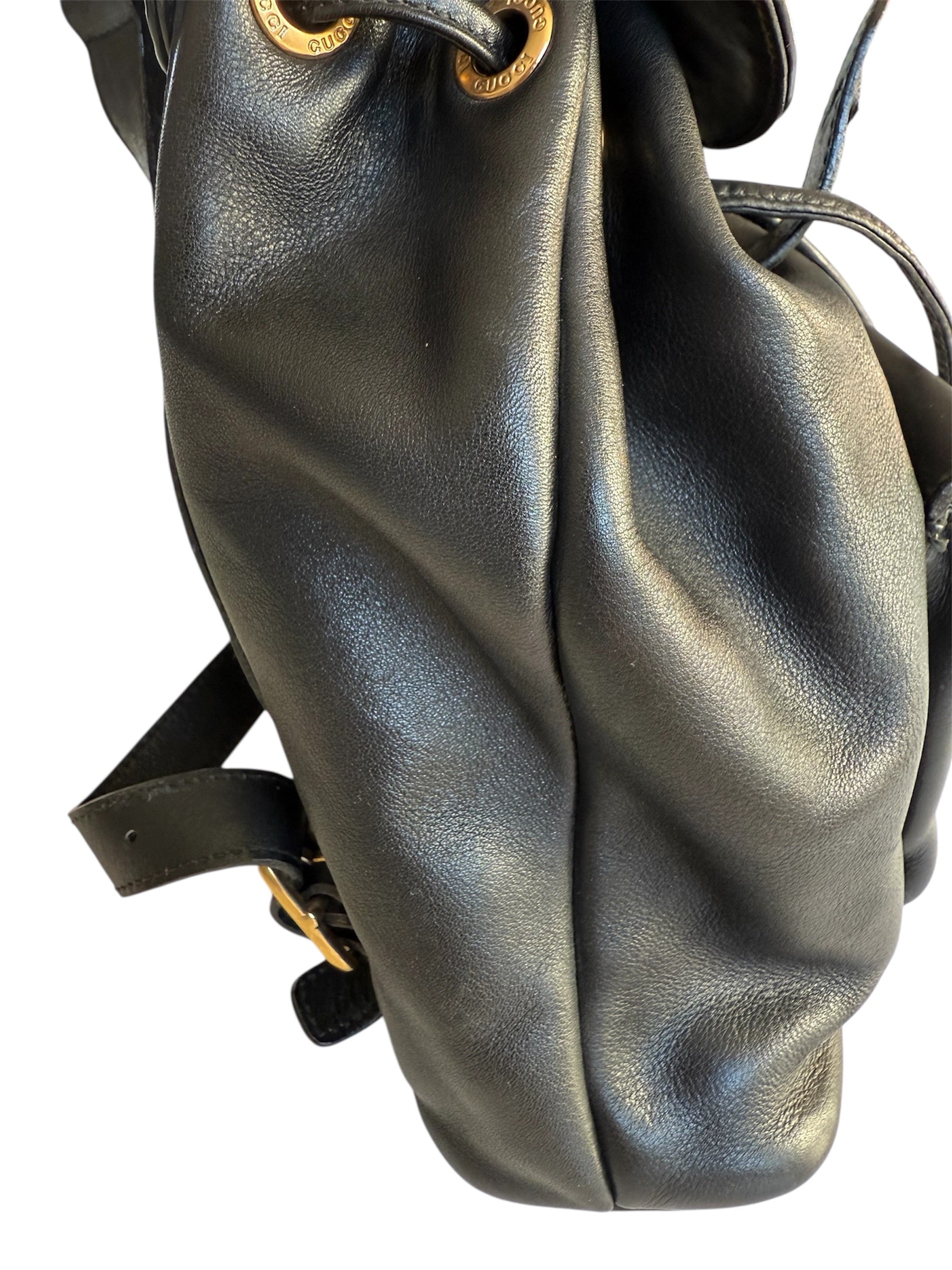 Gucci Bamboo Leather Back Pack Black