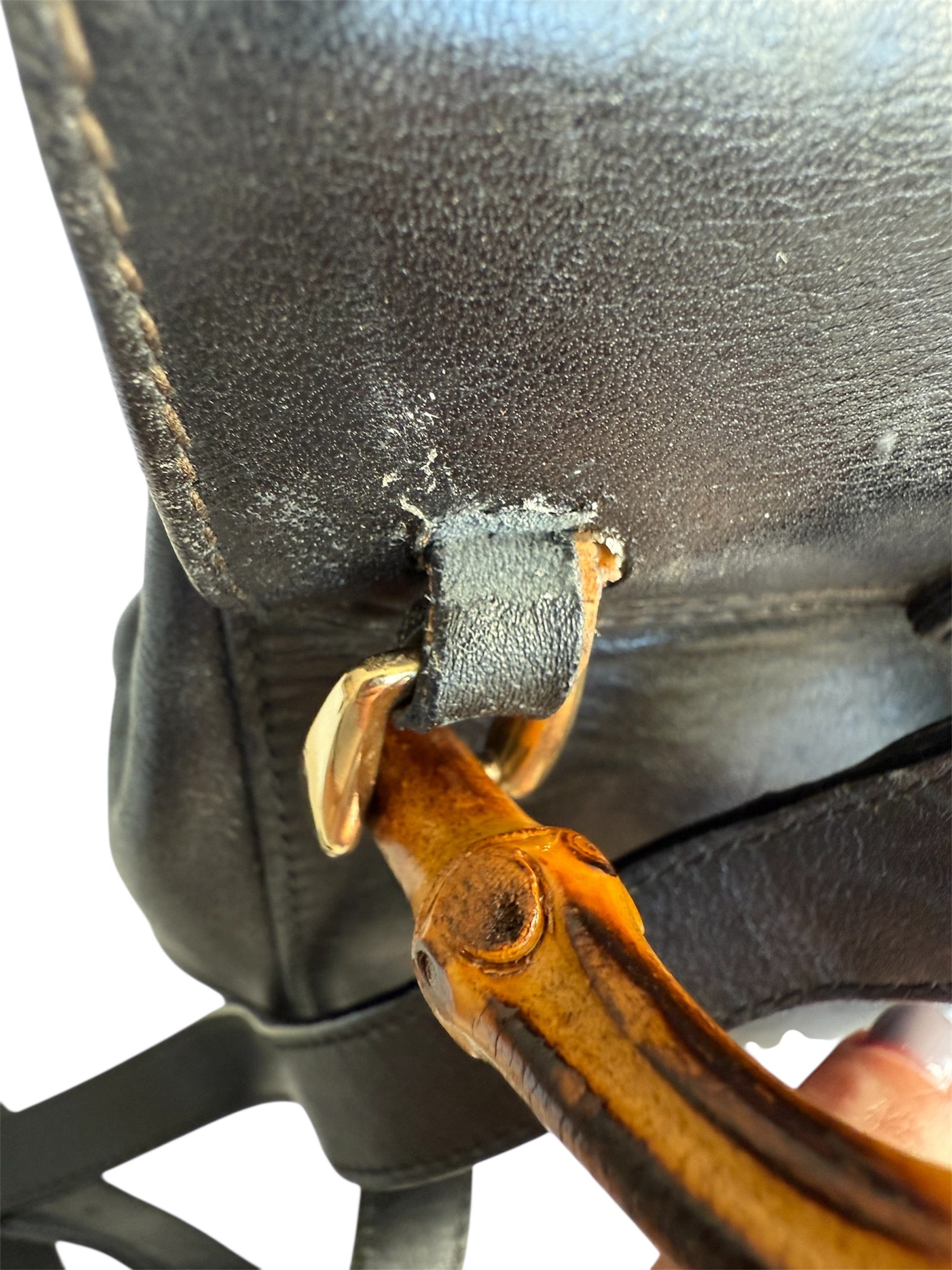Gucci Bamboo Leather Back Pack Black