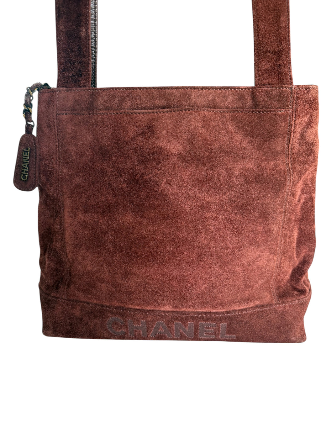 Chanel Vintage Brown Suede Shoulder Bag