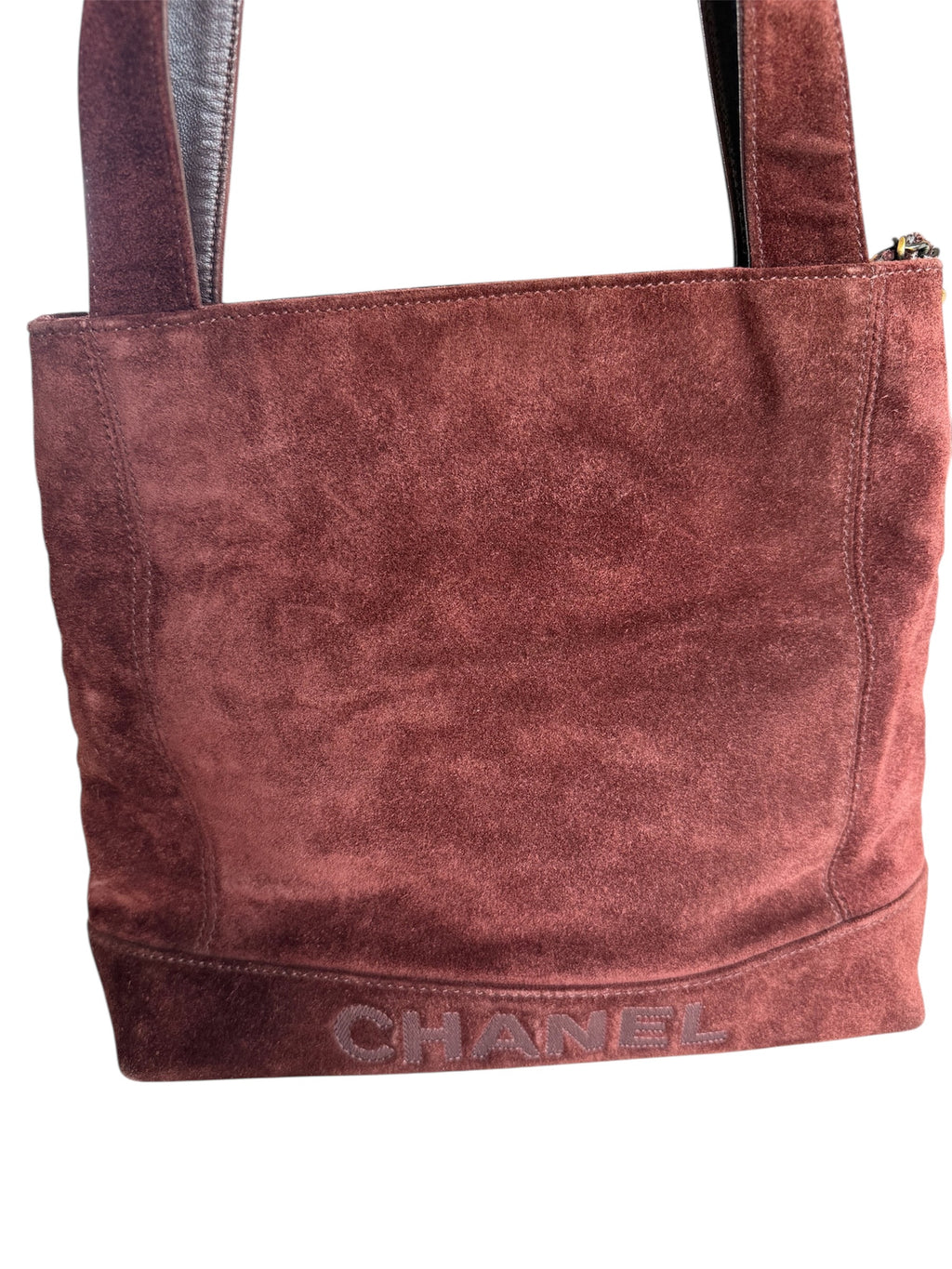 Chanel Vintage Brown Suede Shoulder Bag