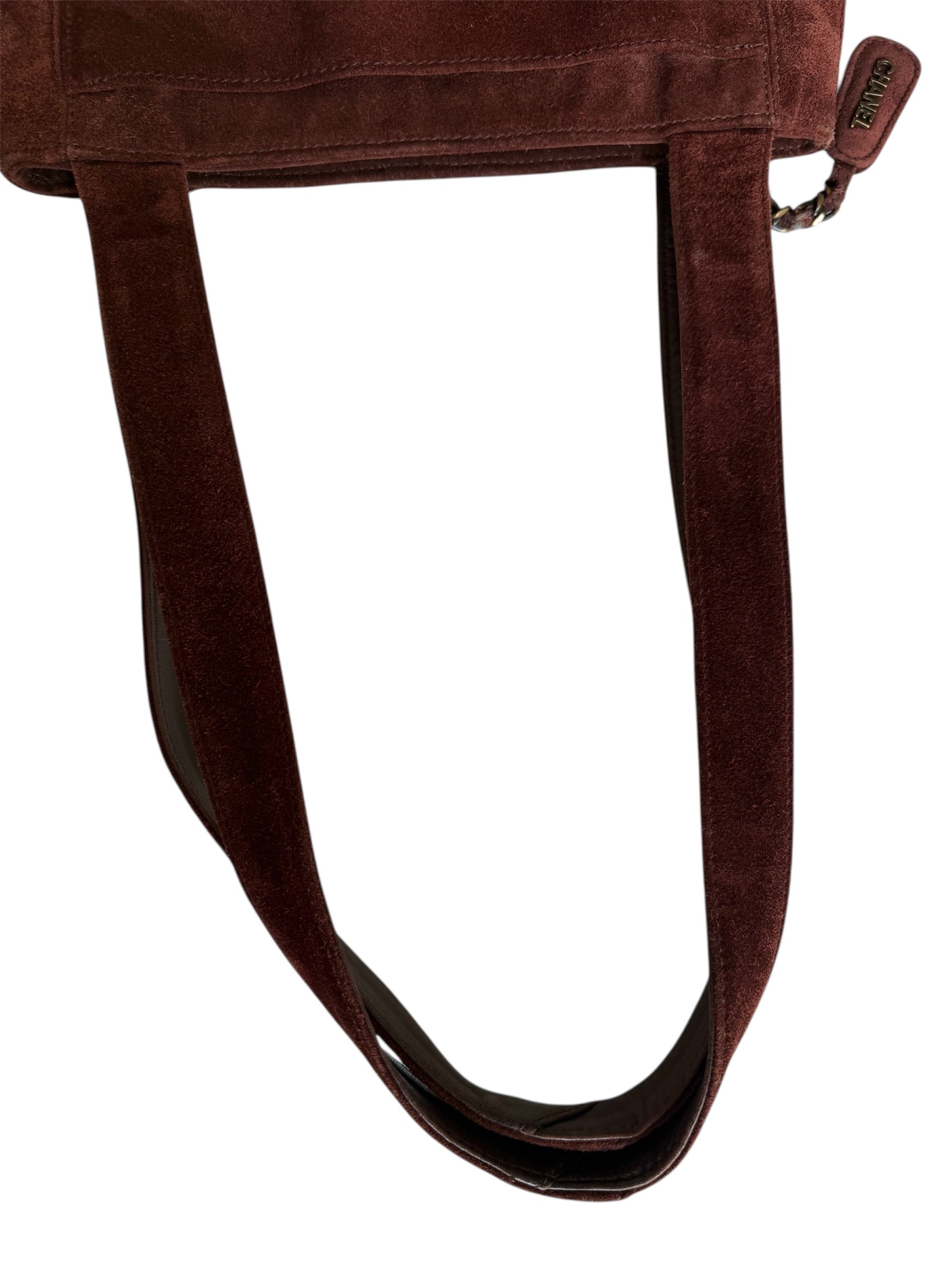 Chanel Vintage Brown Suede Shoulder Bag