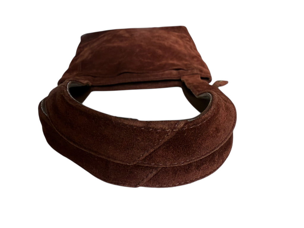 Chanel Vintage Brown Suede Shoulder Bag