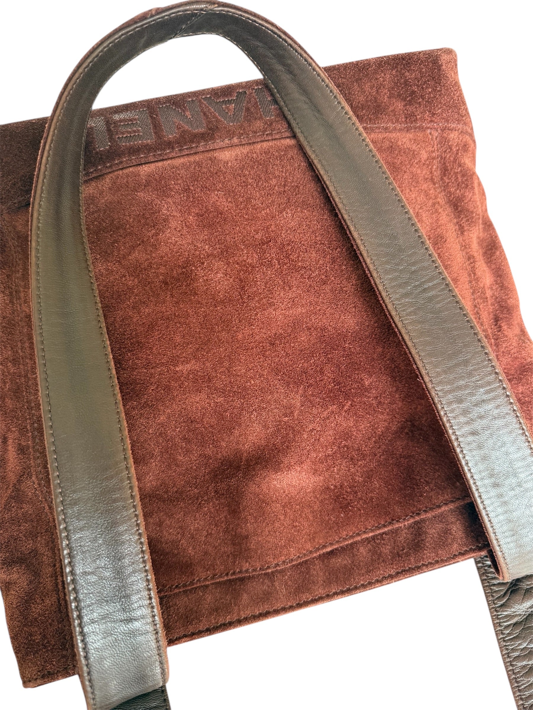 Chanel Vintage Brown Suede Shoulder Bag