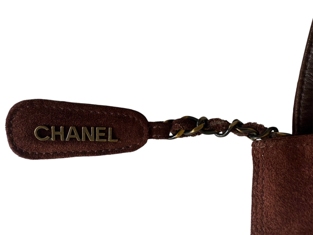 Chanel Vintage Brown Suede Shoulder Bag