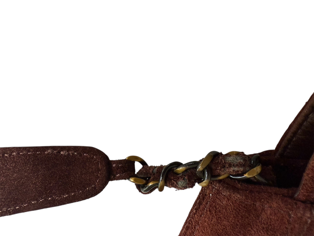 Chanel Vintage Brown Suede Shoulder Bag